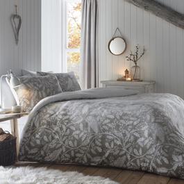 Dreams and Drapes Christmas Woodland Owls Duvet Cover Set in Sage