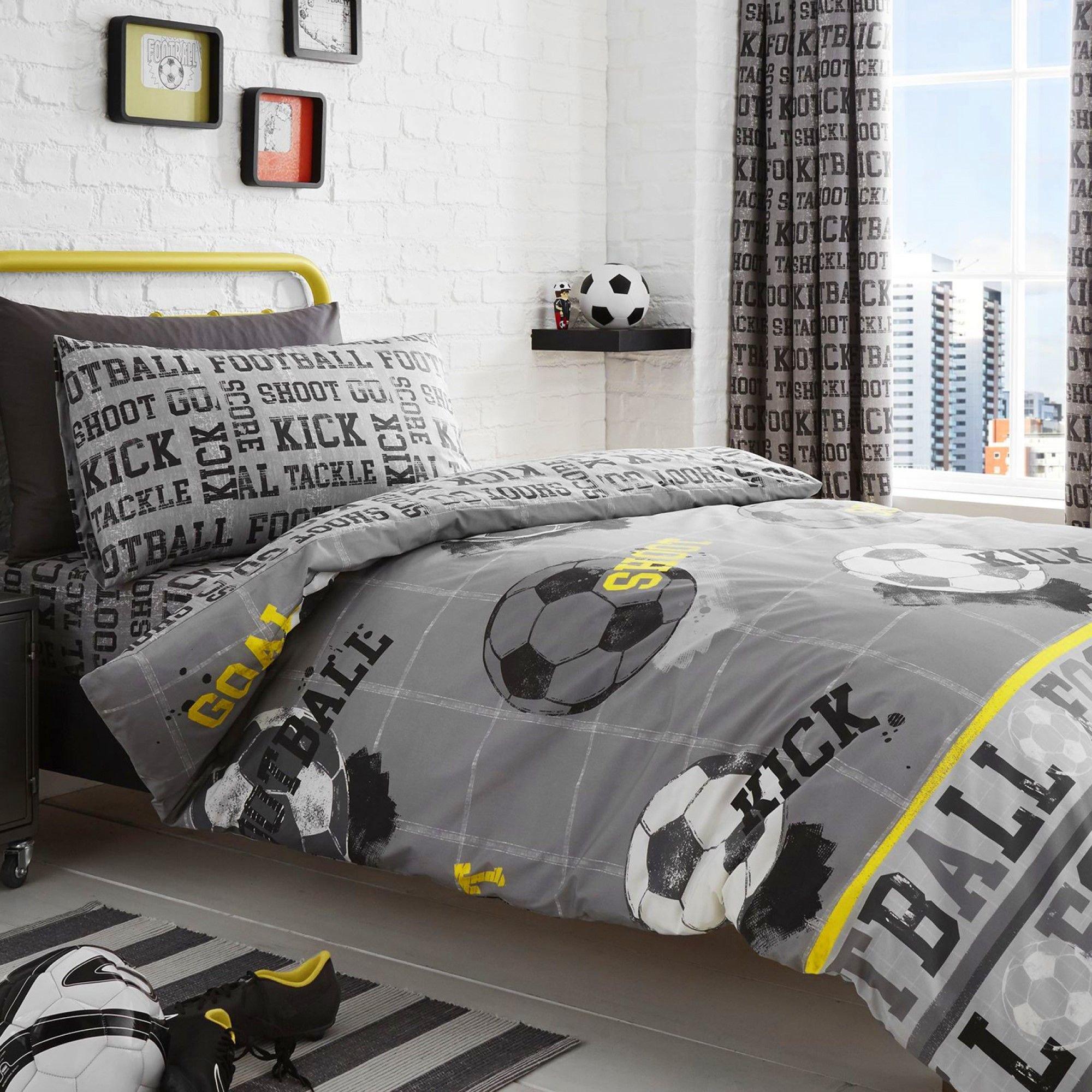 Grey - Bedlam - Football Kids Duvet Cover Set in Blue - 1