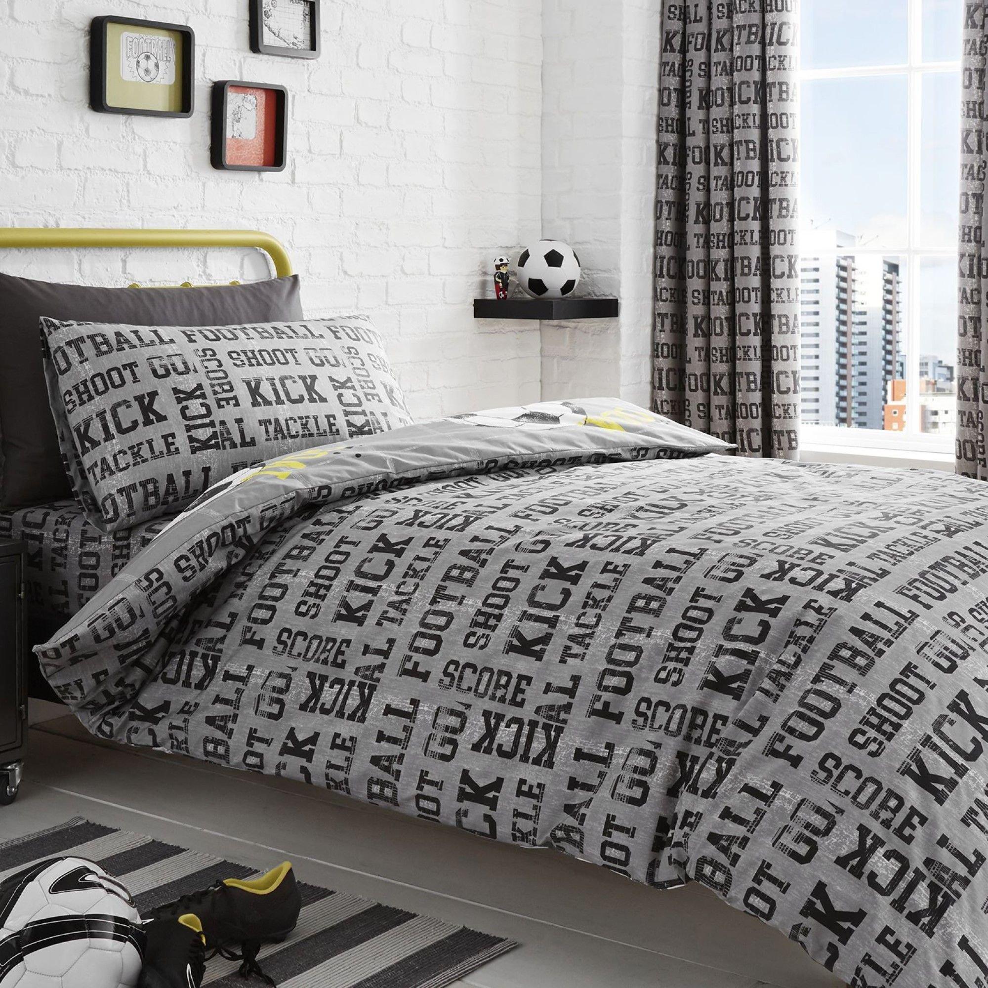 Grey - Bedlam - Football Kids Duvet Cover Set in Blue - 2