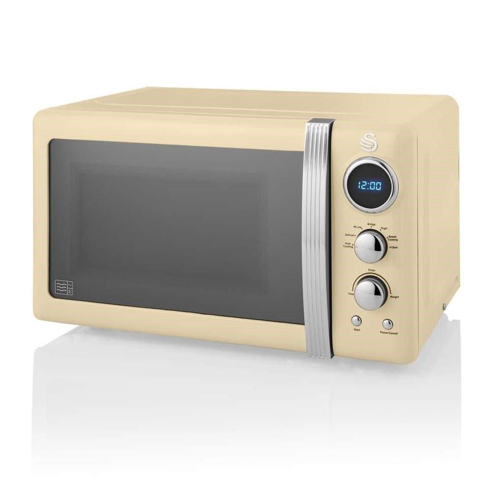 Cream - Swan - Swan Digital Retro Microwave 800W - Cream - 1