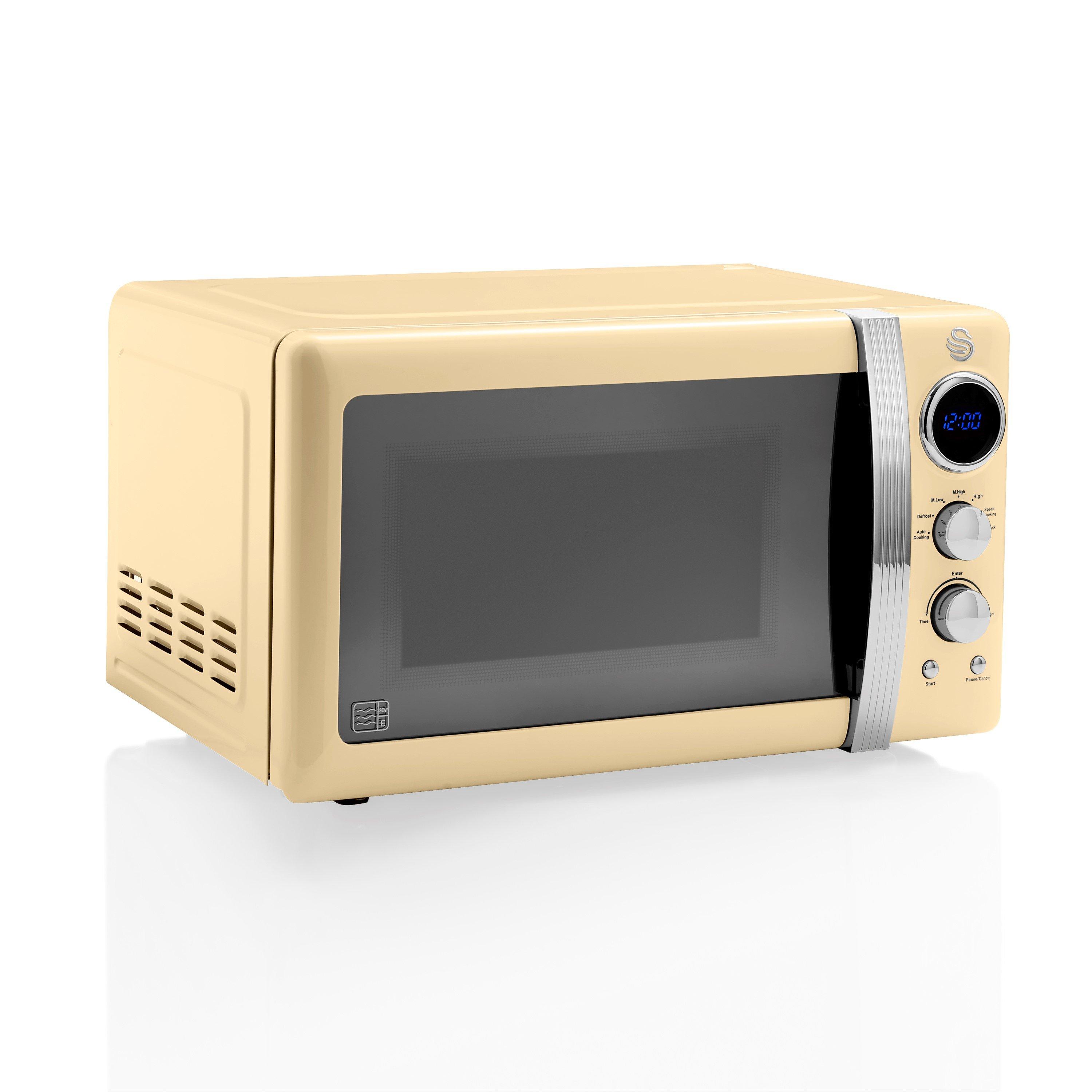 Cream - Swan - Swan Digital Retro Microwave 800W - Cream - 2