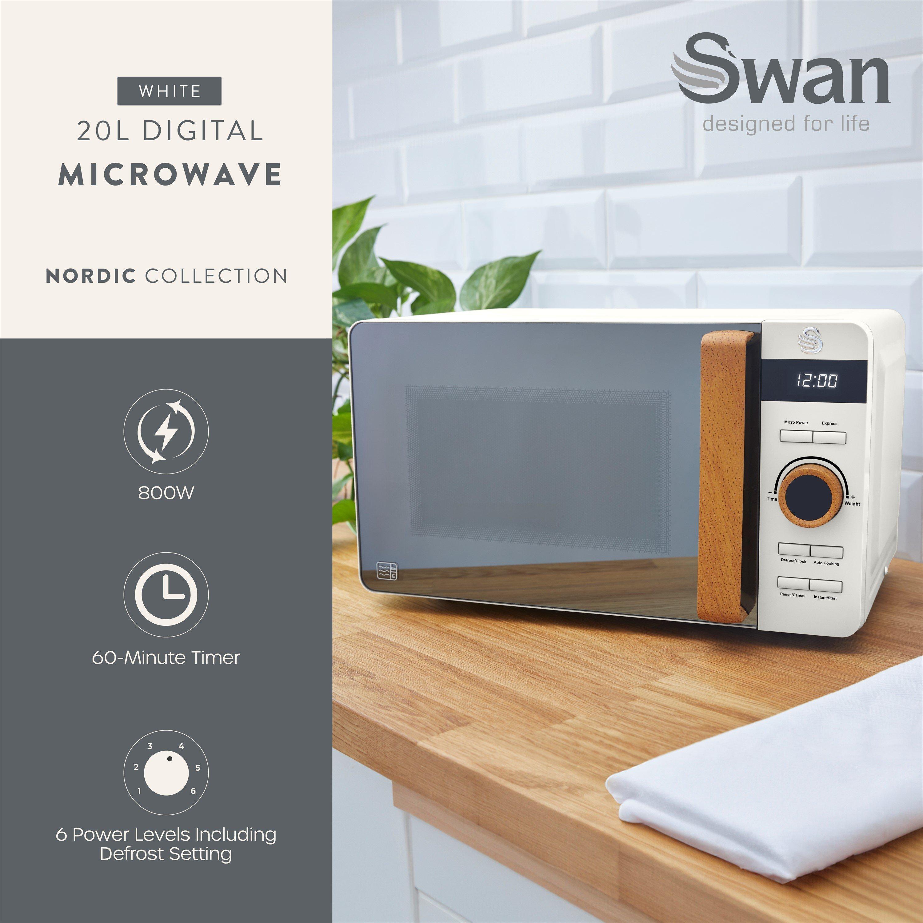 White - Swan - Swan Nordic White Digital Microwave 20L - 2