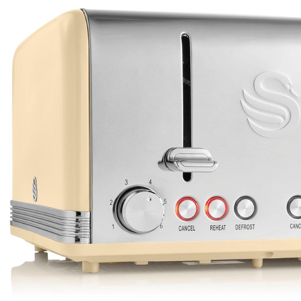 Cream - Swan - 4 Slice Retro Toaster - Cream - 4