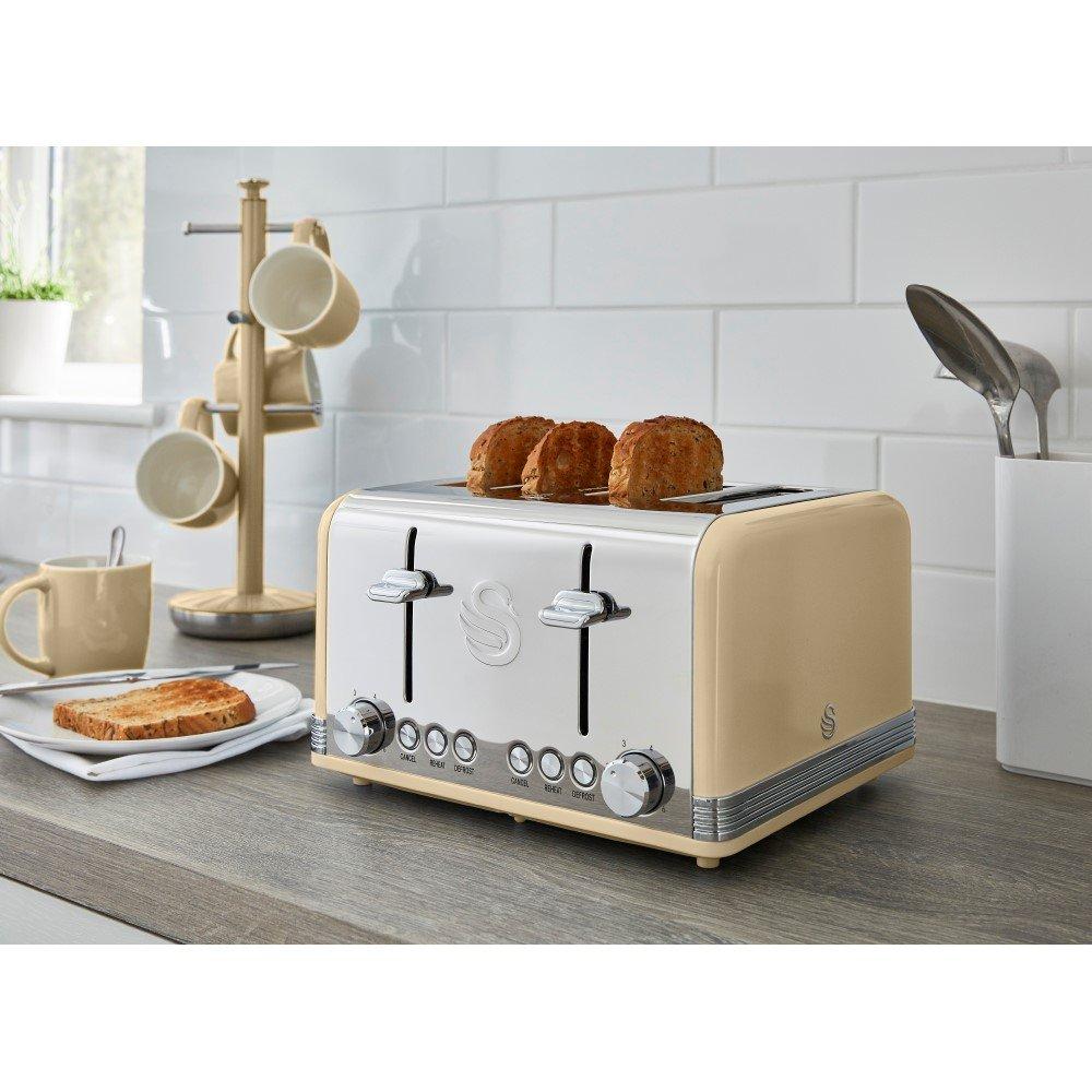 Cream - Swan - 4 Slice Retro Toaster - Cream - 5