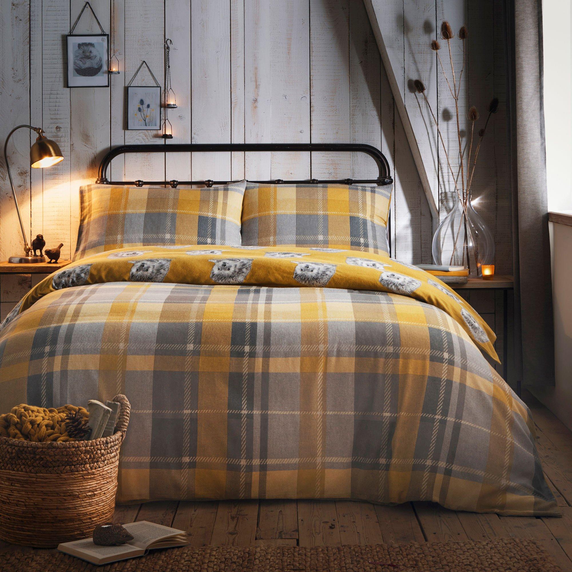 Ochre - Dreams and Drapes - Colville Check Brushed Cotton Duvet Cover Set - 1