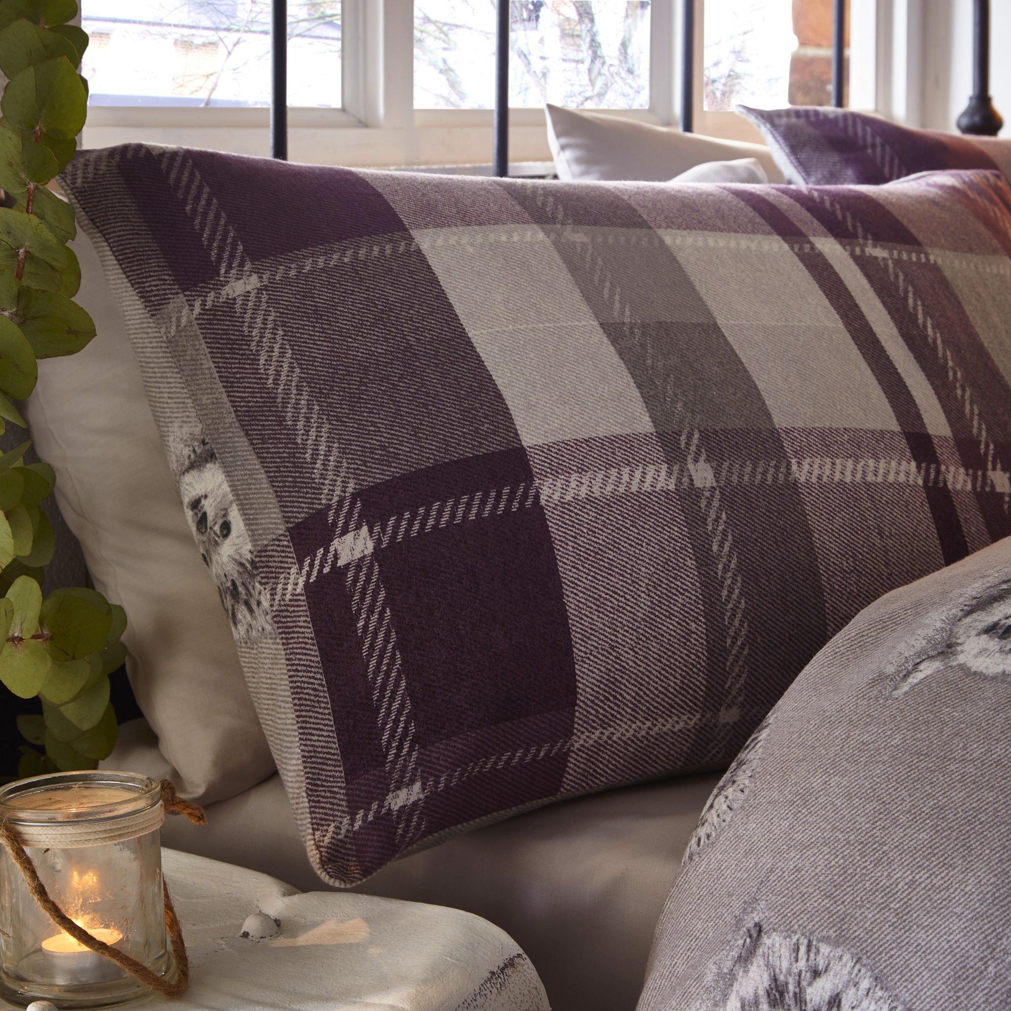 Plum - Dreams and Drapes - Colville Check Brushed Cotton Duvet Cover Set - 2