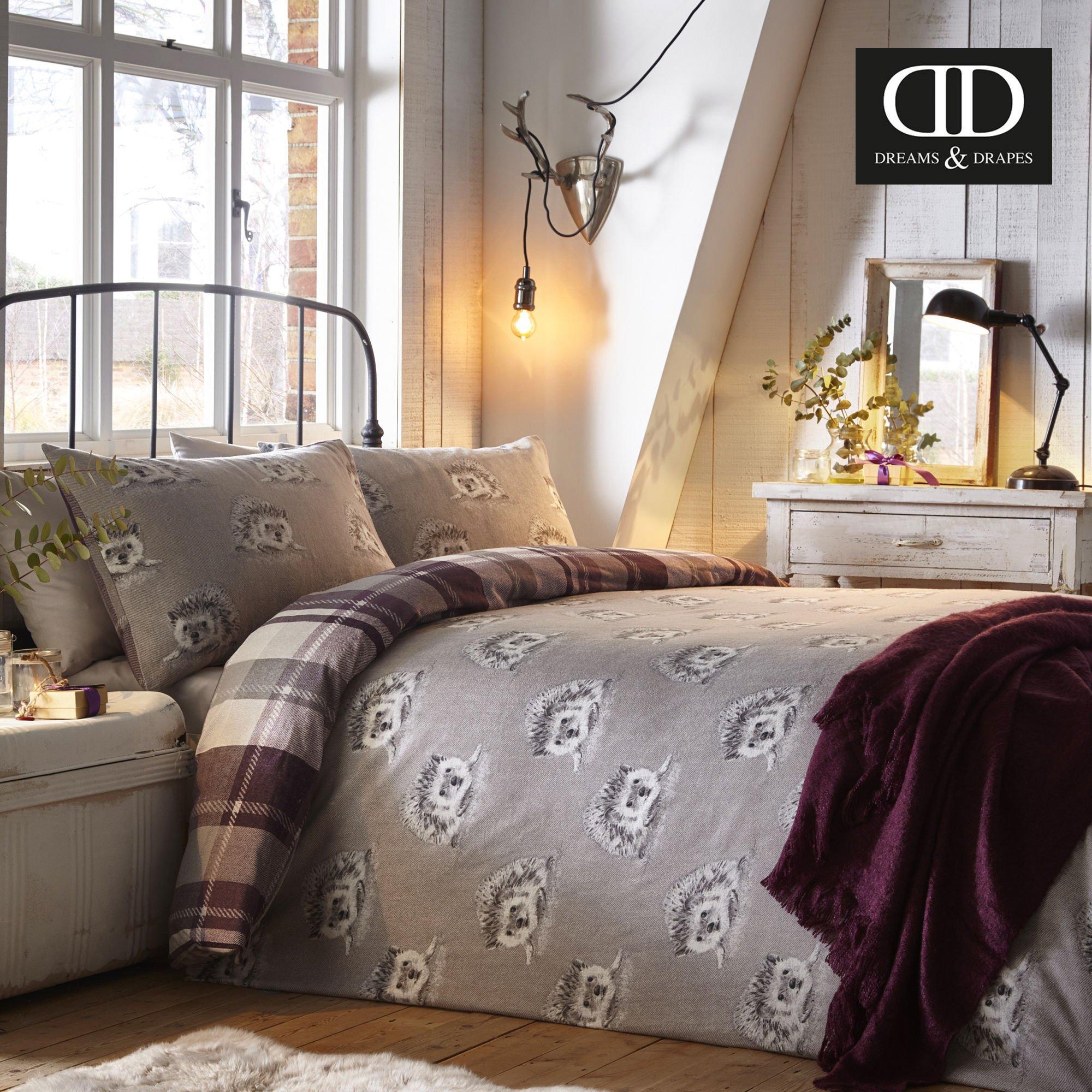 Plum - Dreams and Drapes - Colville Check Brushed Cotton Duvet Cover Set - 4