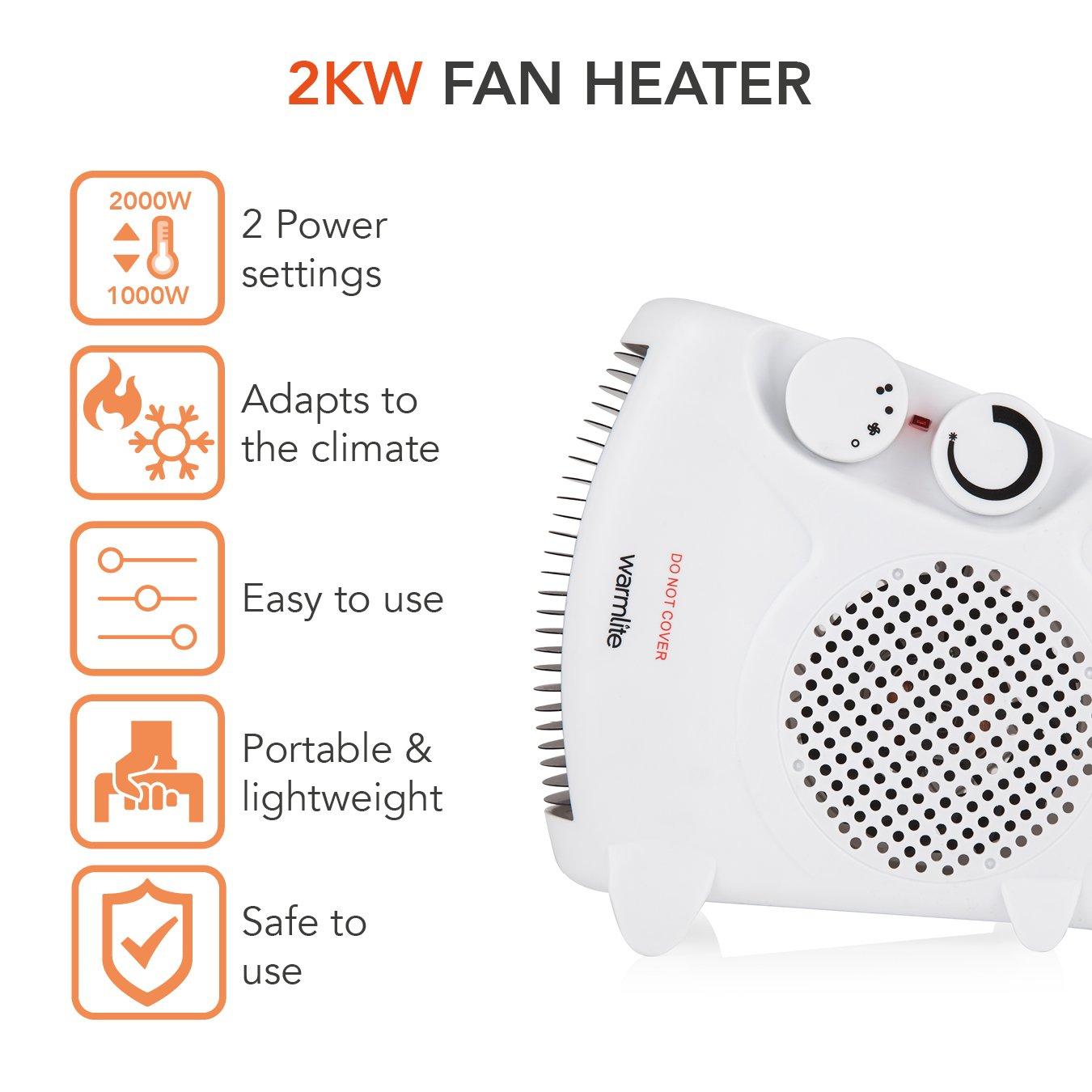 White - Warmlite - 2000W Fan Heater - 2