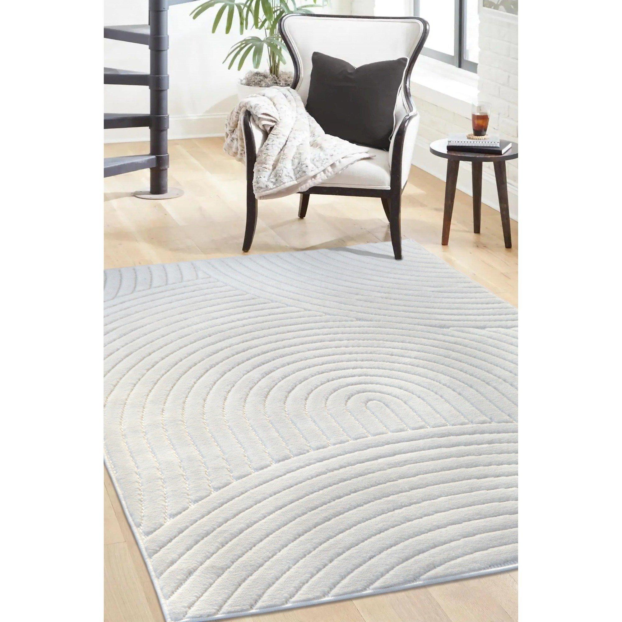 White - Homemaker - Malmo Curves Rug White - 1
