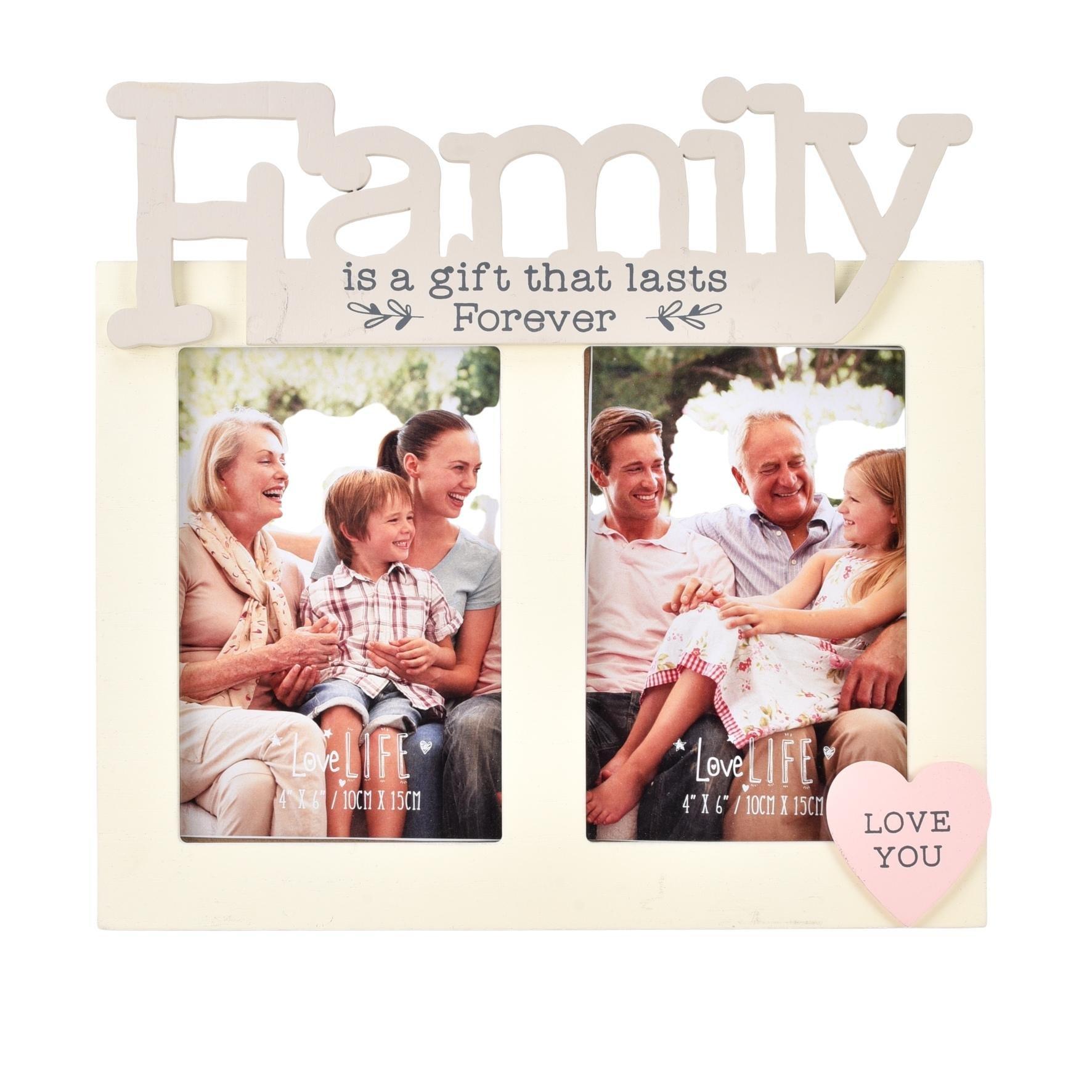 White - Celebrations - Love Life Double 4 x 6 Frame - Family - 1