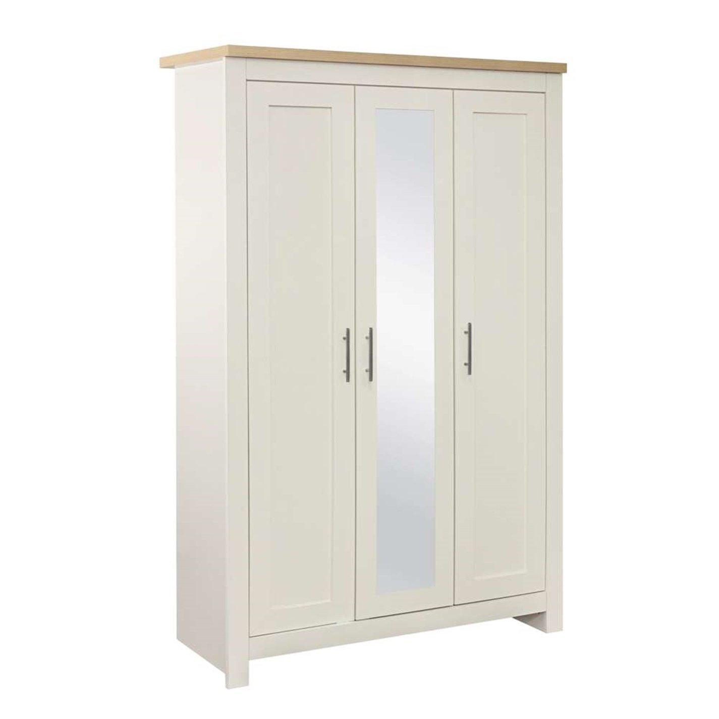 Cream & Oak - Birlea - Highgate 3 Door Wardrobe With Mirror - 4