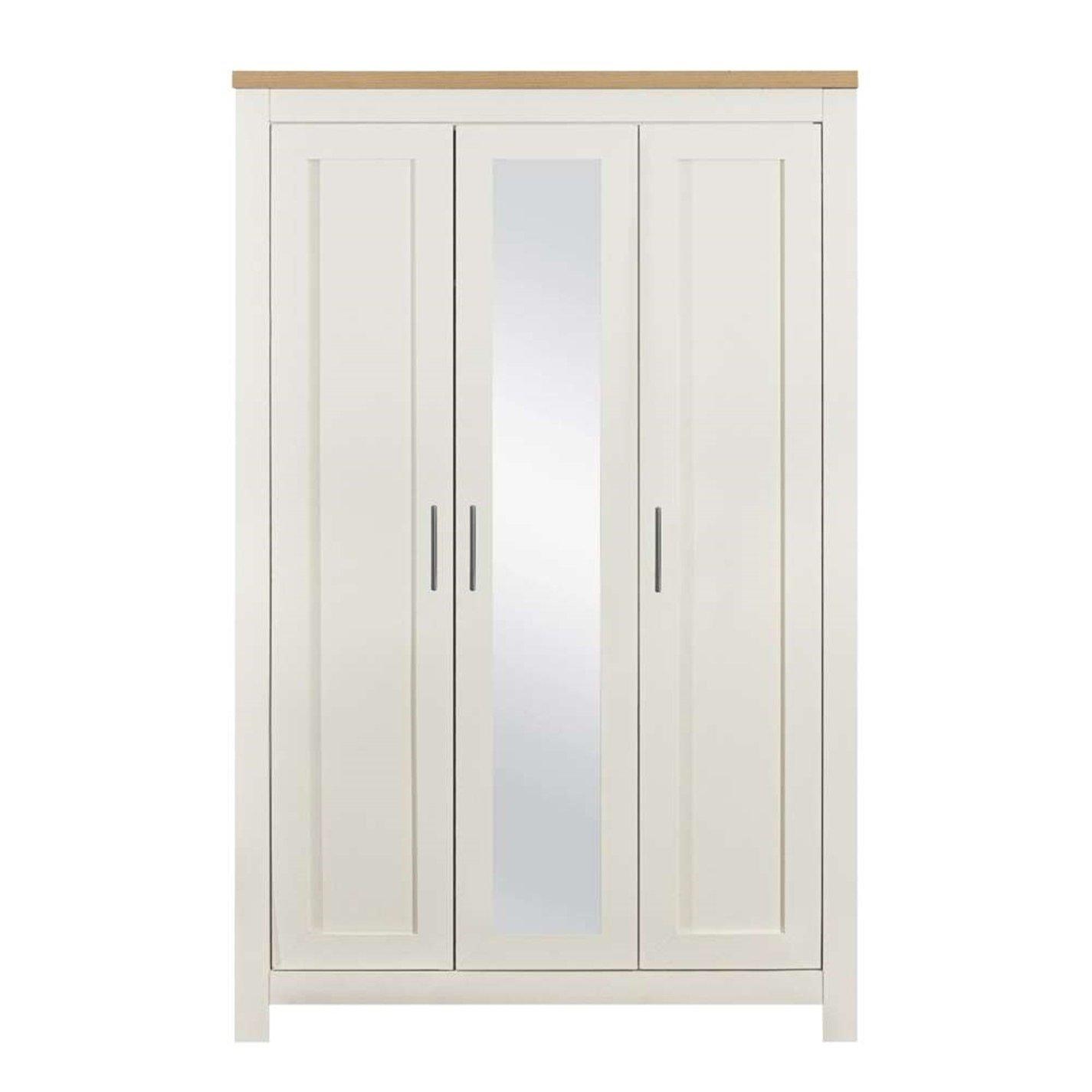 Cream & Oak - Birlea - Highgate 3 Door Wardrobe With Mirror - 5