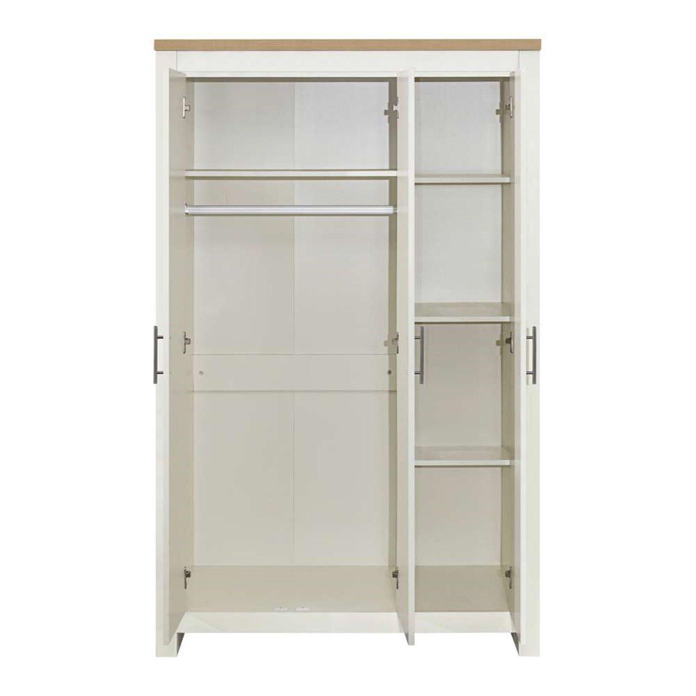 Cream & Oak - Birlea - Highgate 3 Door Wardrobe With Mirror - 6