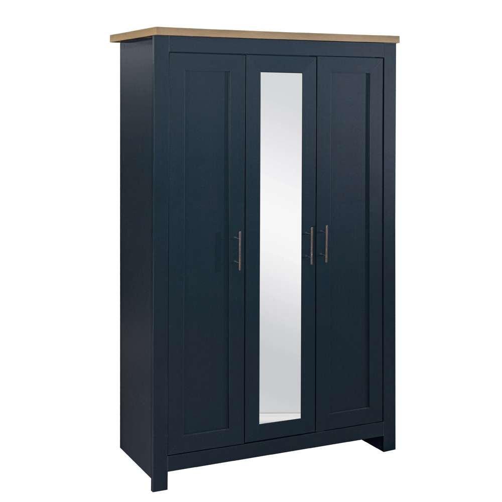 Navy & Oak - Birlea - Highgate 3 Door Wardrobe With Mirror - 2