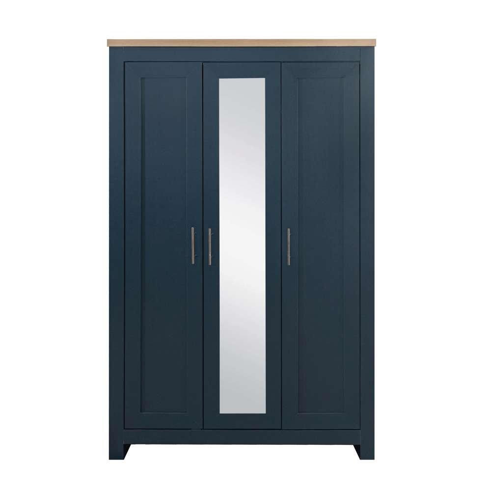 Navy & Oak - Birlea - Highgate 3 Door Wardrobe With Mirror - 3