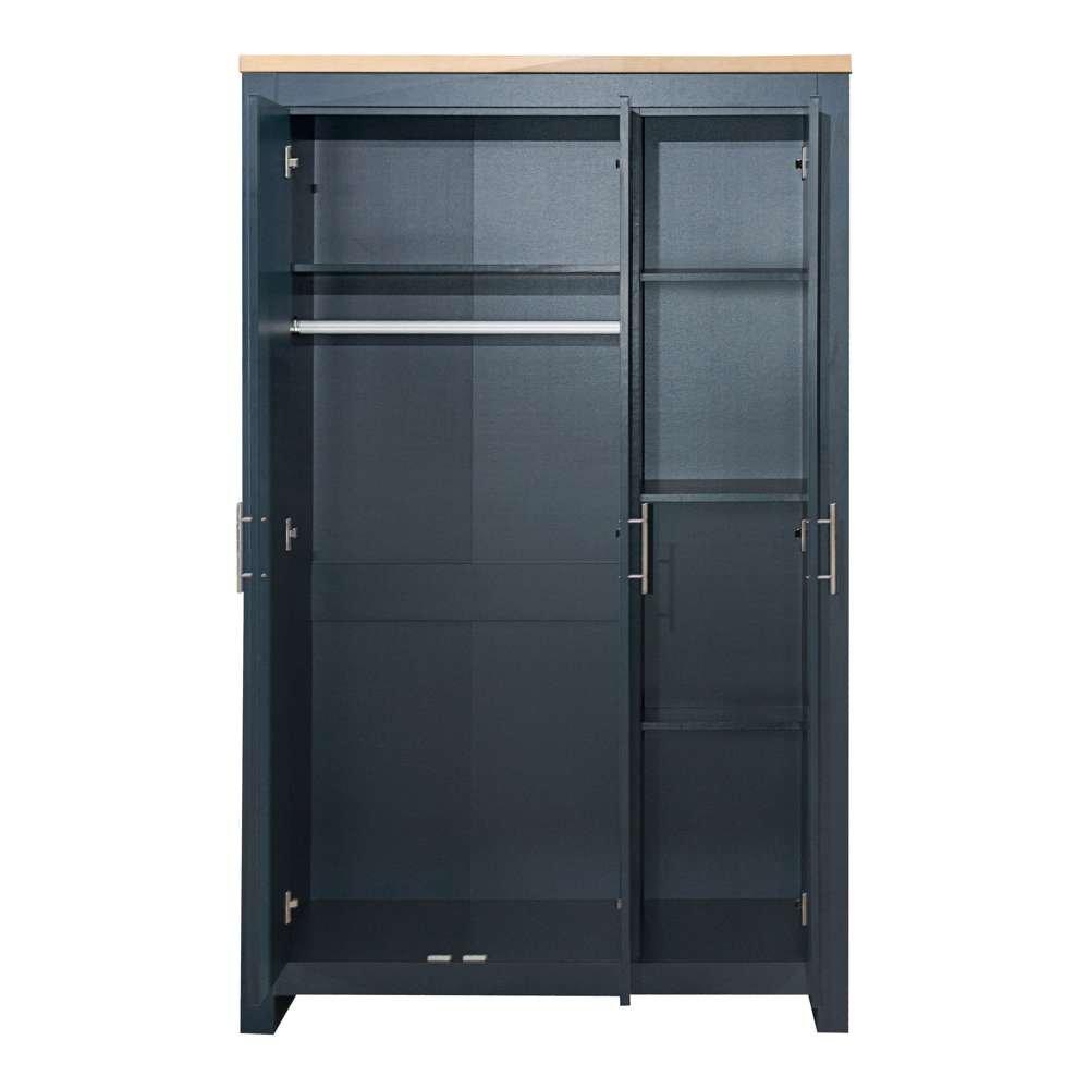 Navy & Oak - Birlea - Highgate 3 Door Wardrobe With Mirror - 4