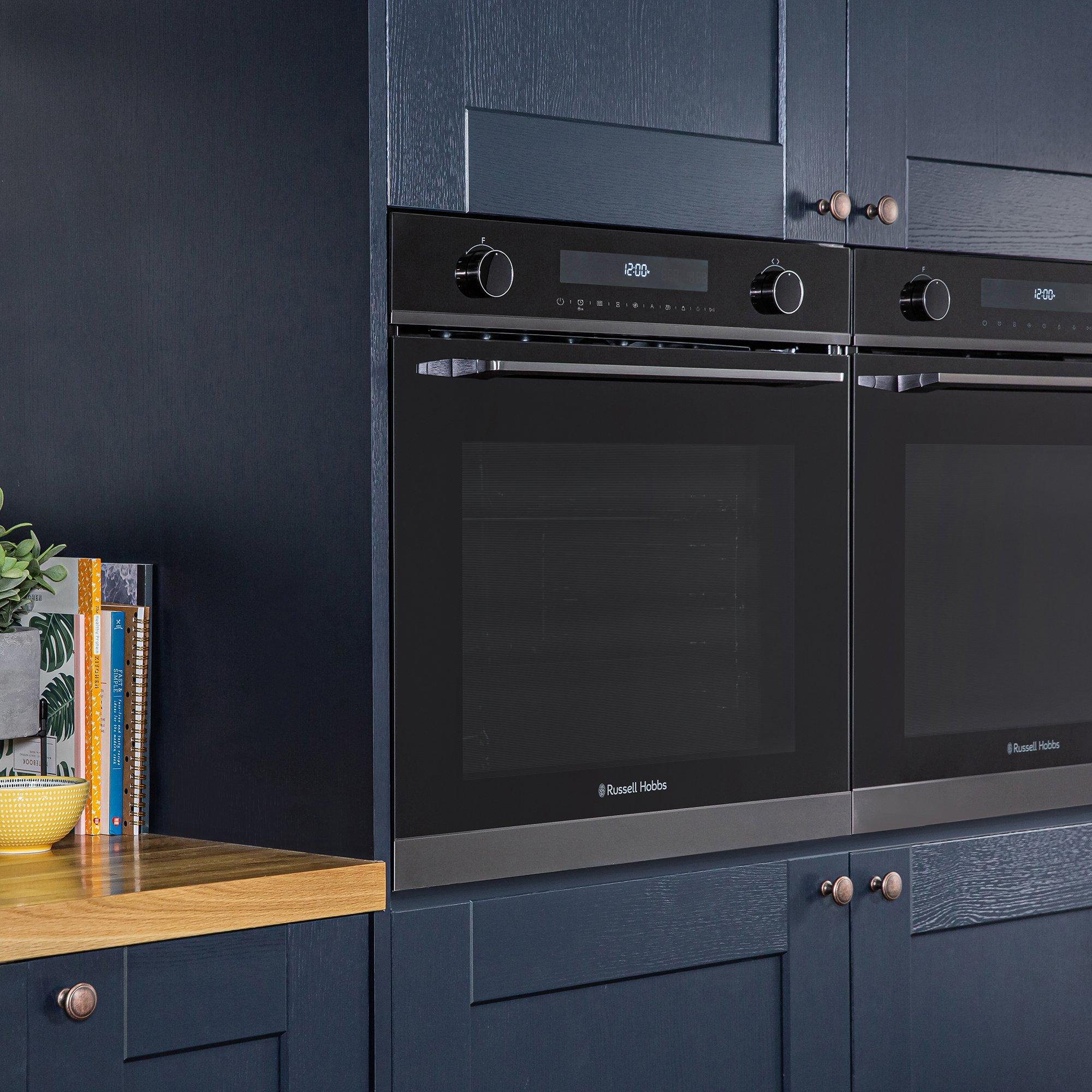 Dark Steel - Russell Hobbs - RHMEO7202DS Built-in Electric Fan Oven & Microwave - 8