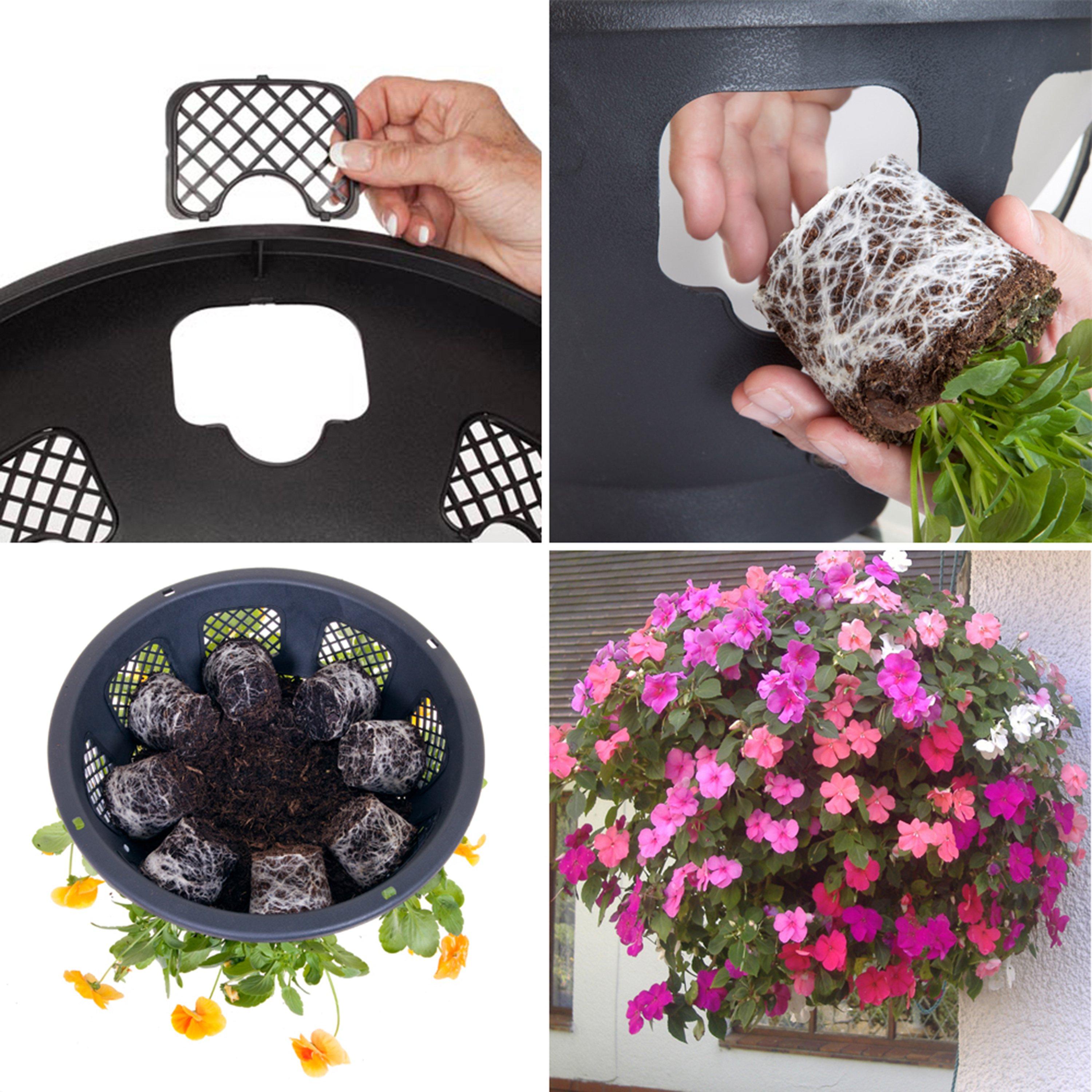 Yougarden  Easy Fill Hanging Basket 15In X 2 - Black - 2 x pots