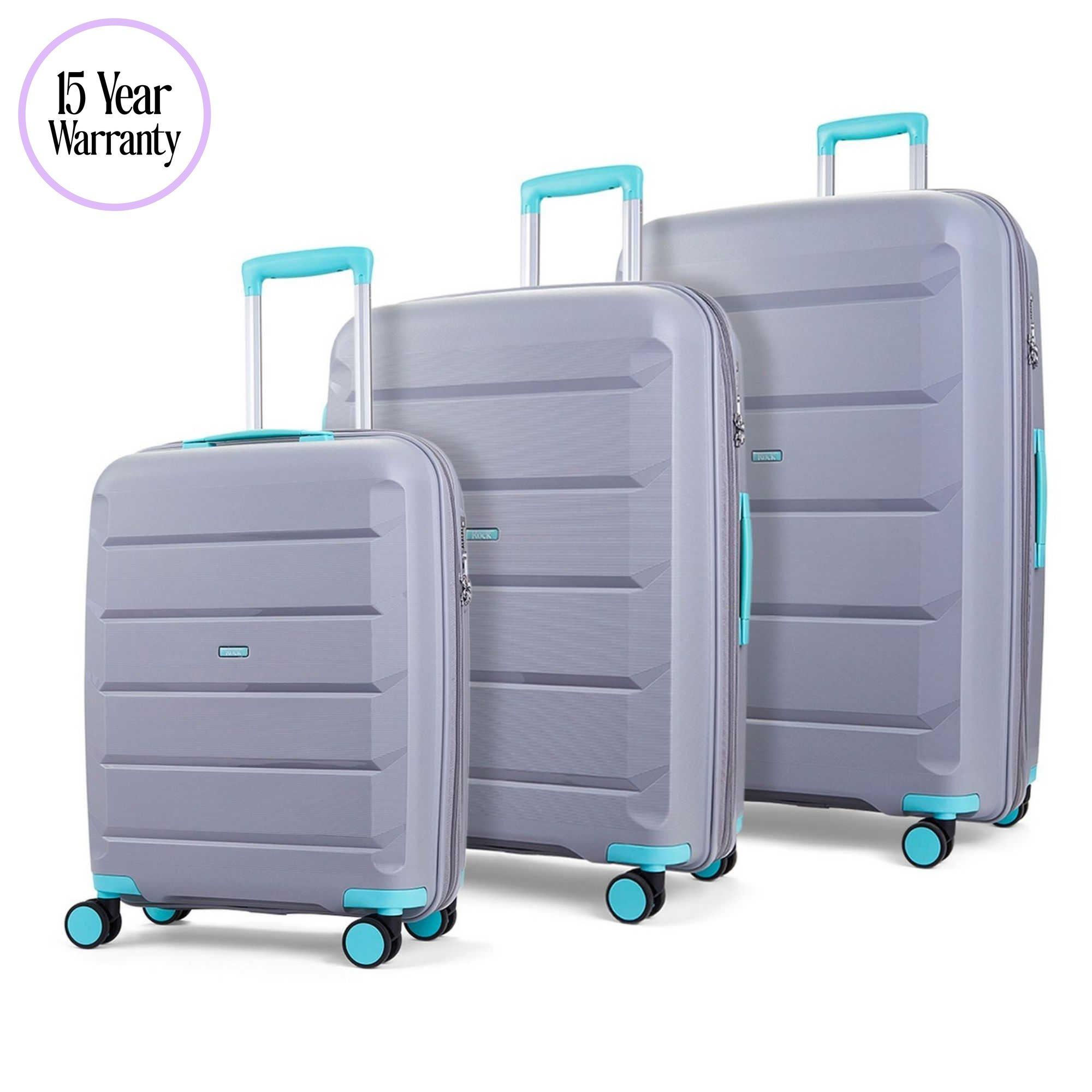 Rock  Tulum Suitcase /Aqua - Grey/ Aqua - Large