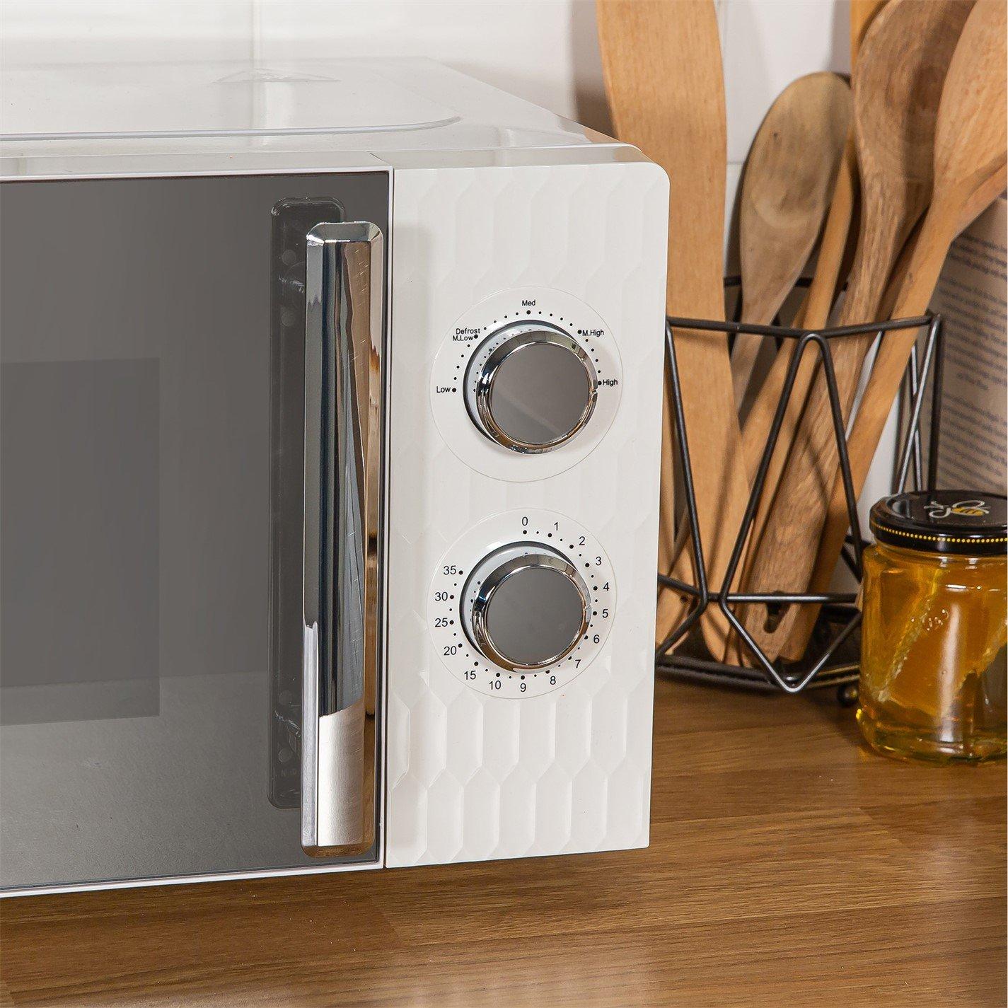 White - Russell Hobbs - RHMM715 Honeycomb Manual Microwave 17L White - 3