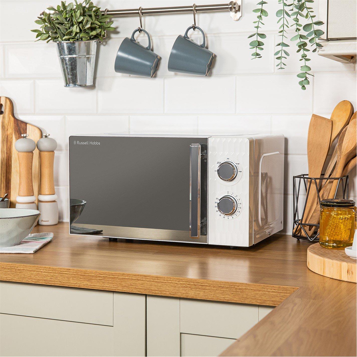White - Russell Hobbs - RHMM715 Honeycomb Manual Microwave 17L White - 6