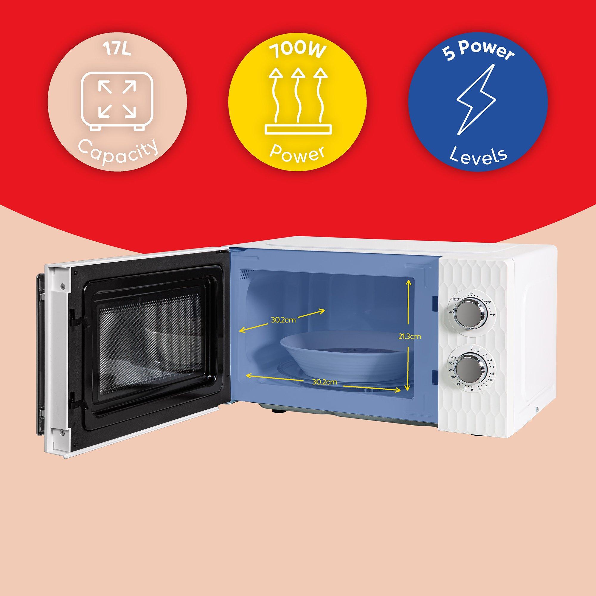 White - Russell Hobbs - RHMM715 Honeycomb Manual Microwave 17L White - 10