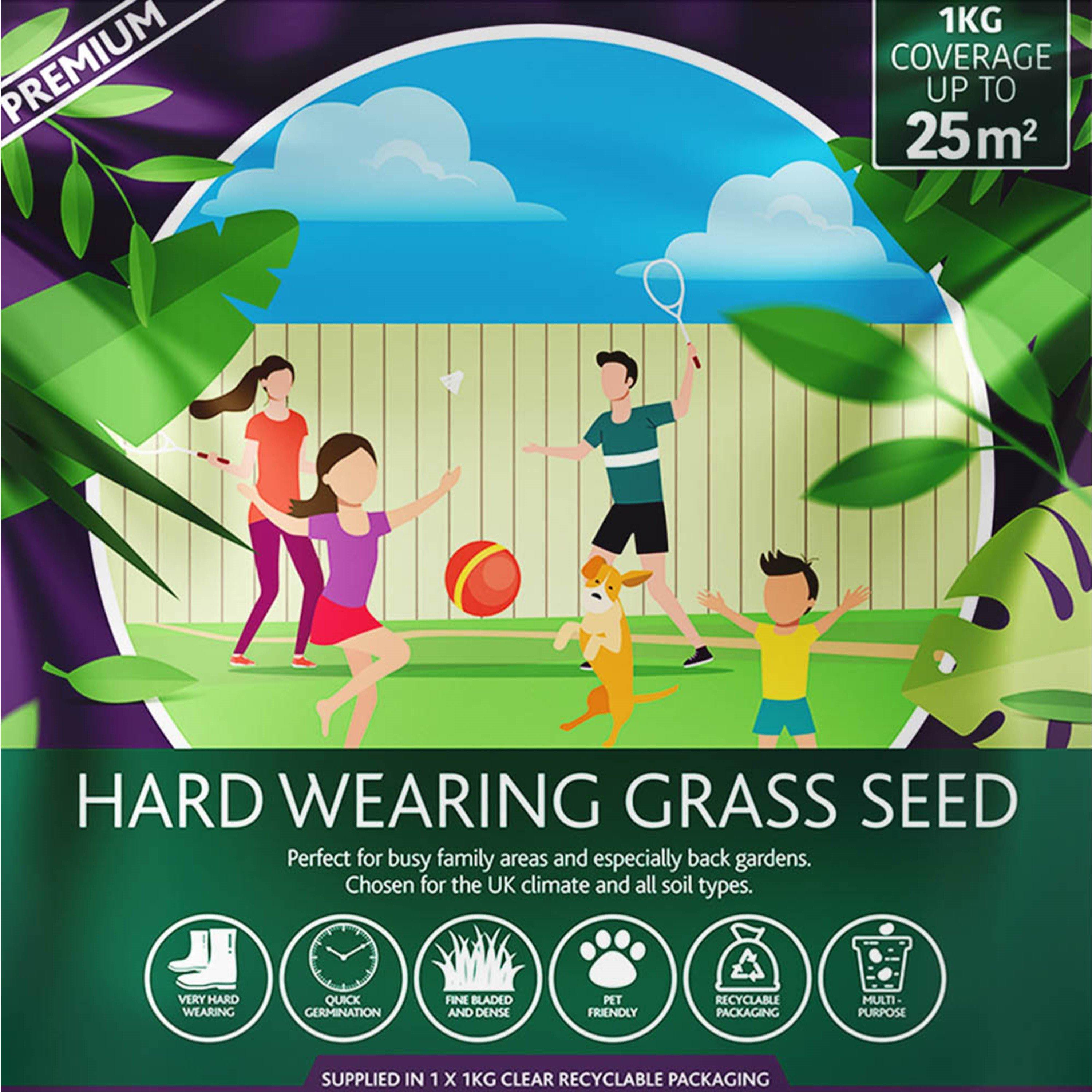 Green - YouGarden - Multi Purpose & Hardwearing Grass Seed Mix - 1