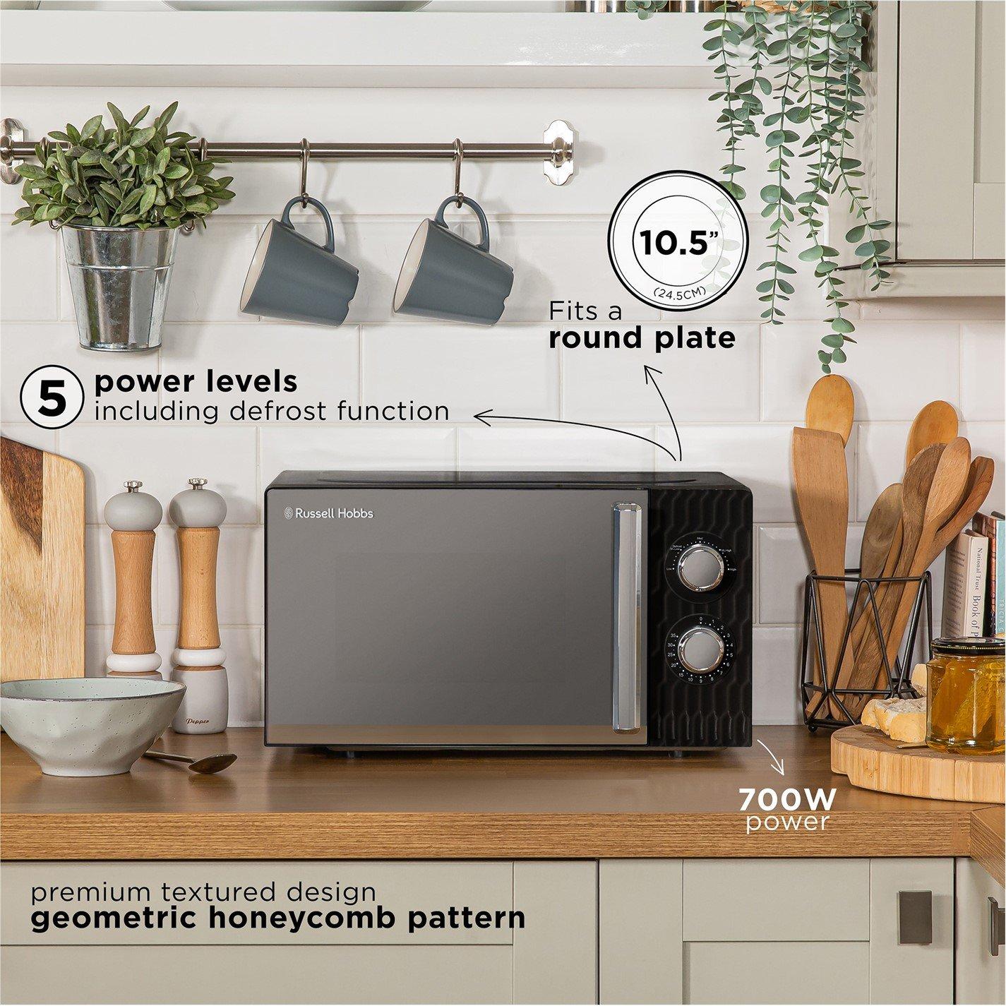Black - Russell Hobbs - RHMM715B Honeycomb Manual Microwave 17L Black - 2