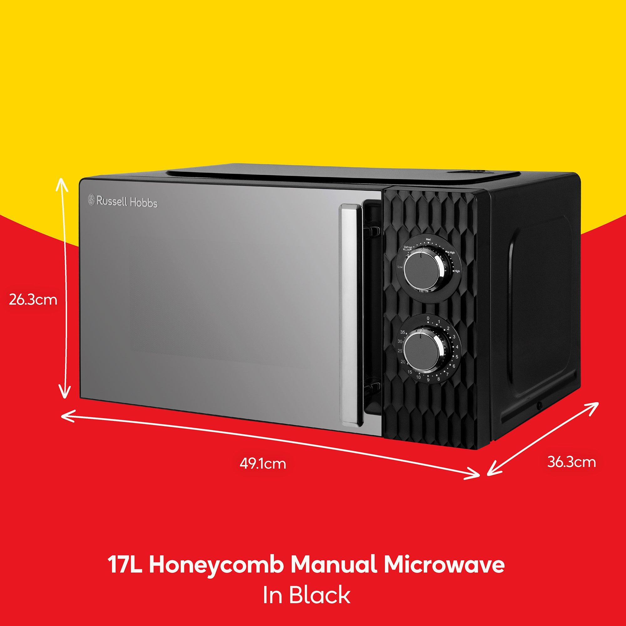 Black - Russell Hobbs - RHMM715B Honeycomb Manual Microwave 17L Black - 11