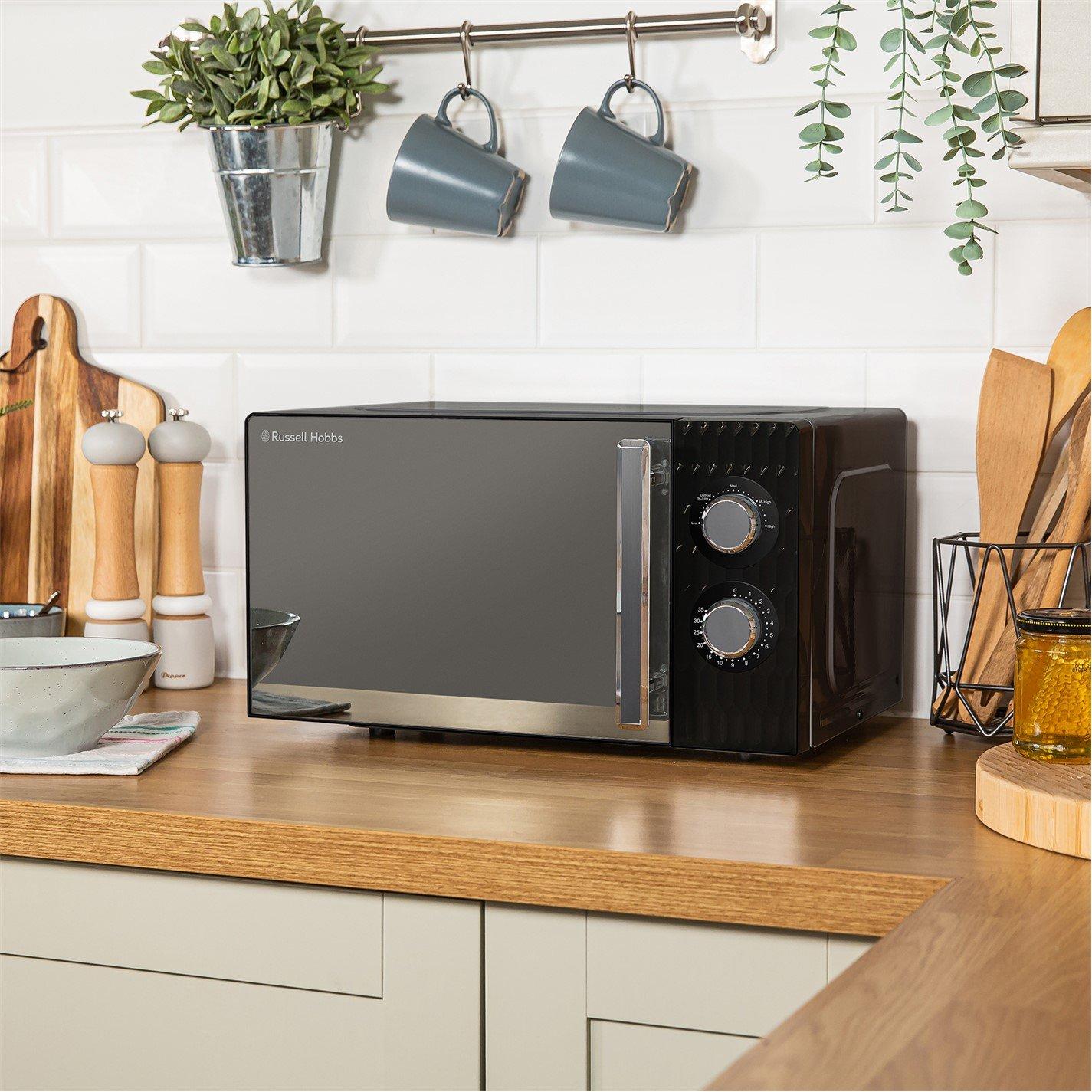 Black - Russell Hobbs - RHMM715B Honeycomb Manual Microwave 17L Black - 5