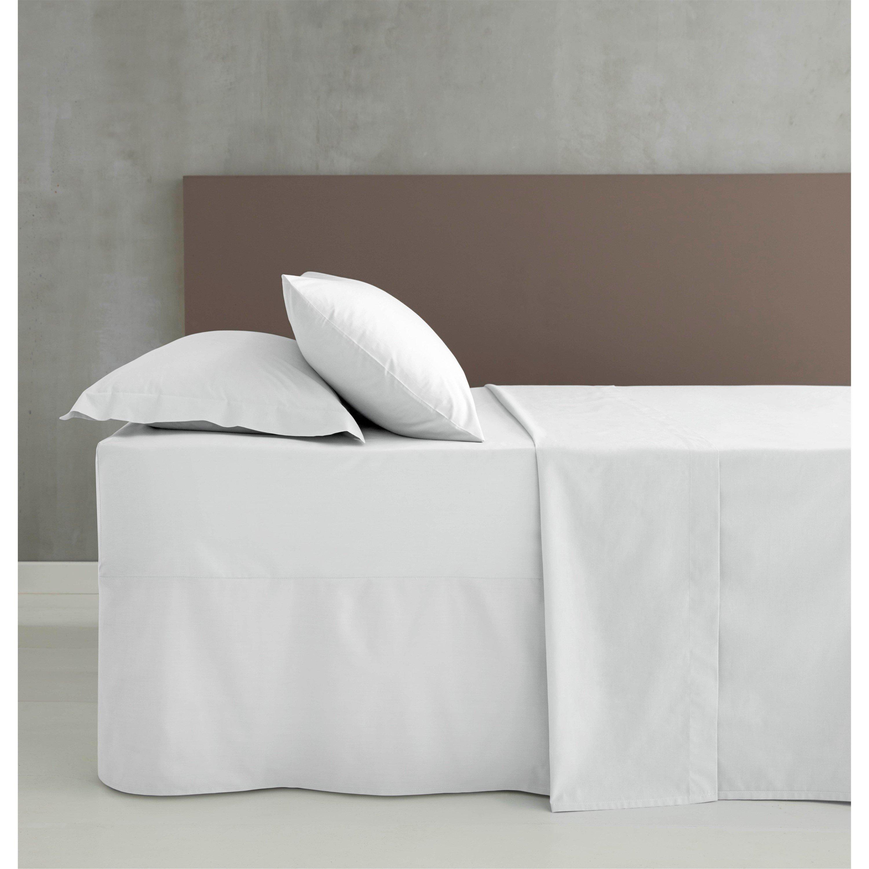 Catherine Lansfield  Easy Iron Percale Combed Fitted Valance Sheet - White - King