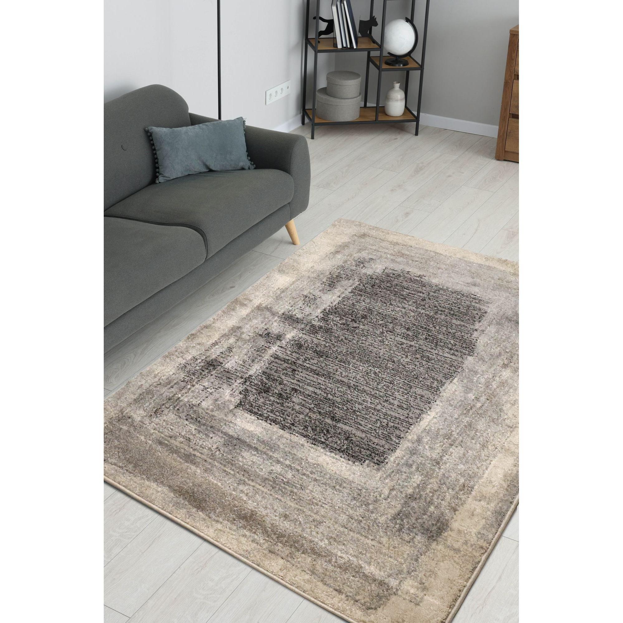 Grey - Homemaker - Venice Border Effect Rug Grey - 1