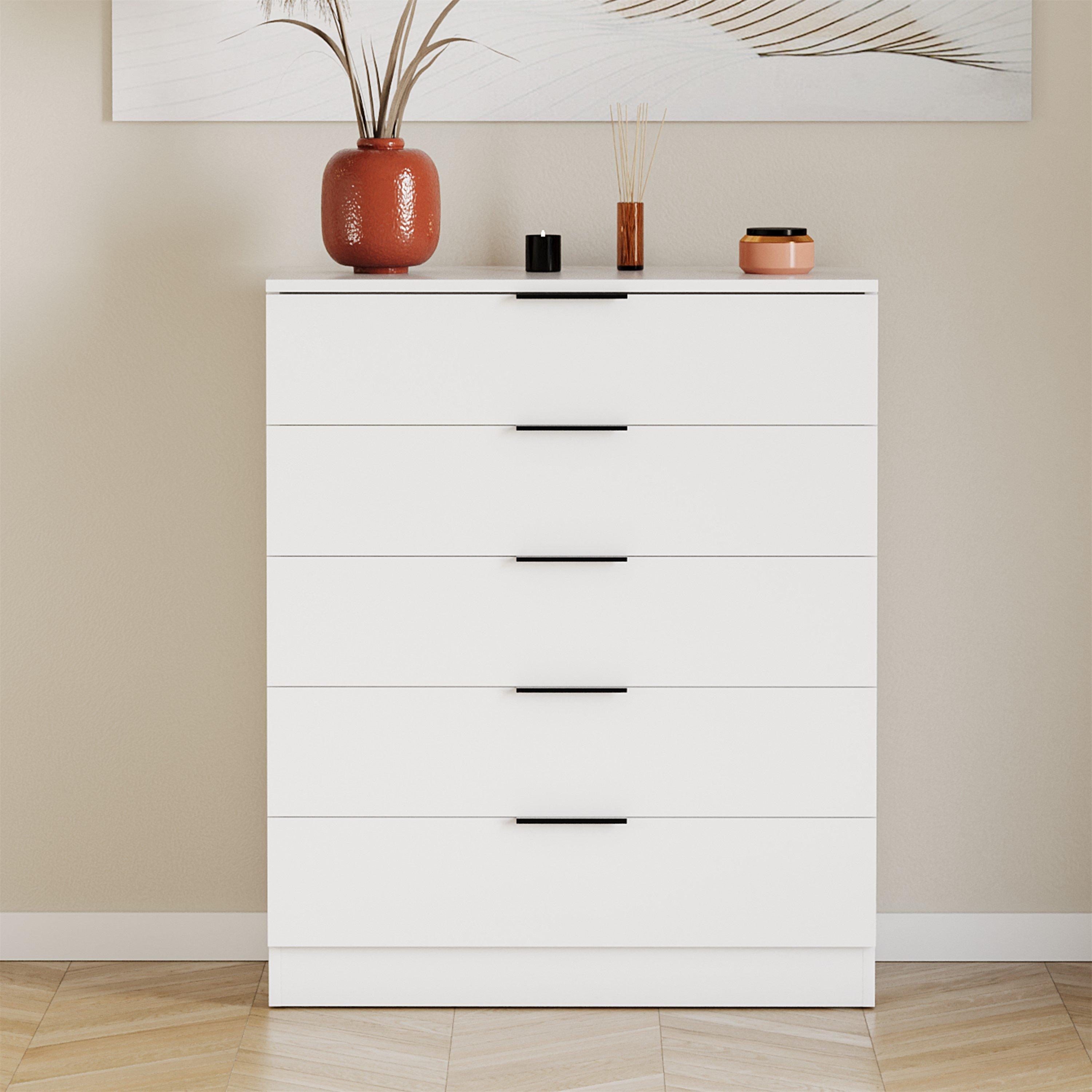 White - Lassic - Trega 5 Drawer Chest of Drawers - 3