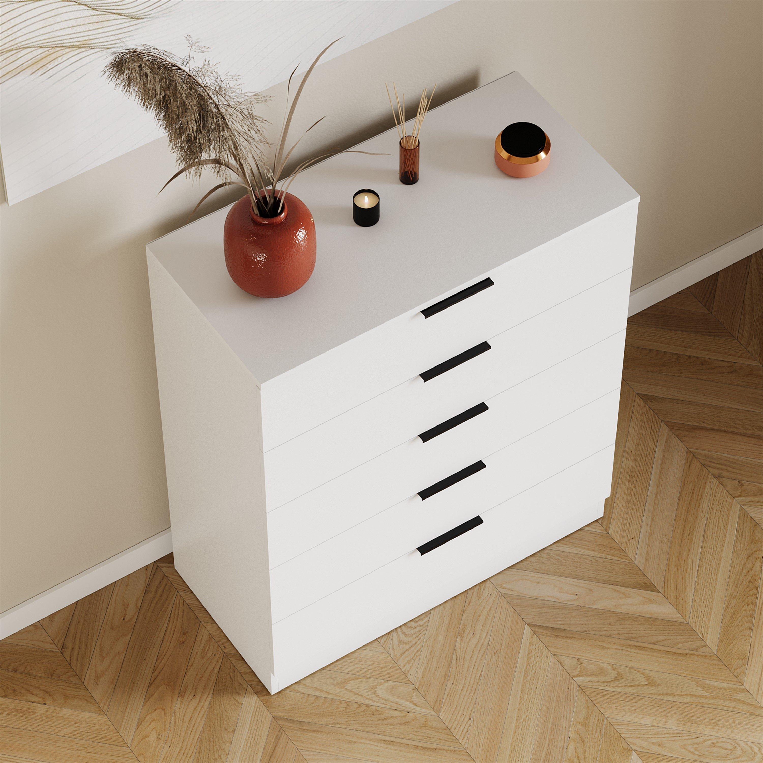 White - Lassic - Trega 5 Drawer Chest of Drawers - 6