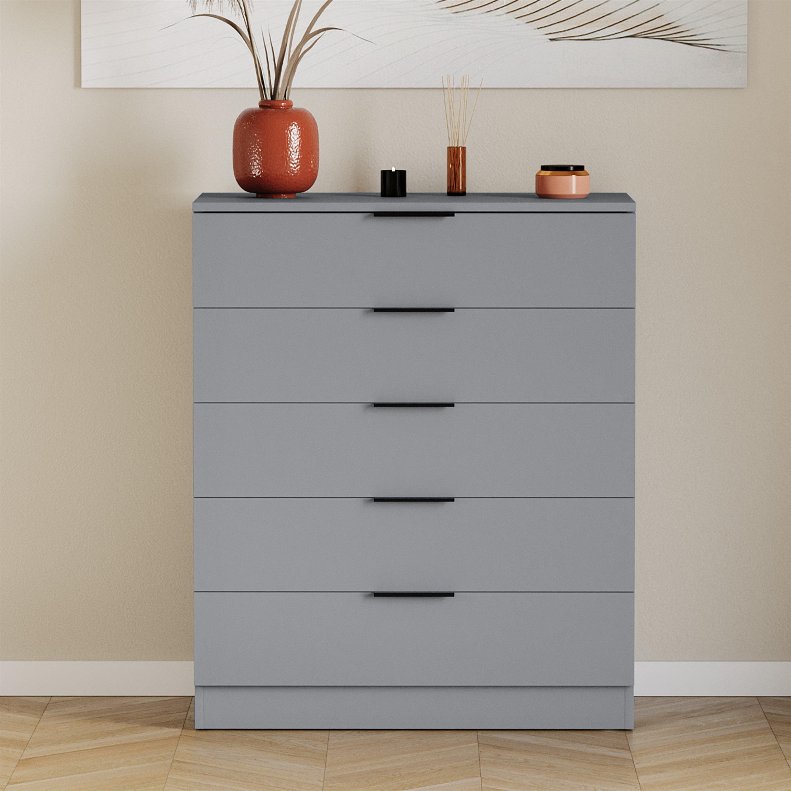 Grey - Lassic - Trega 5 Drawer Chest of Drawers - 3