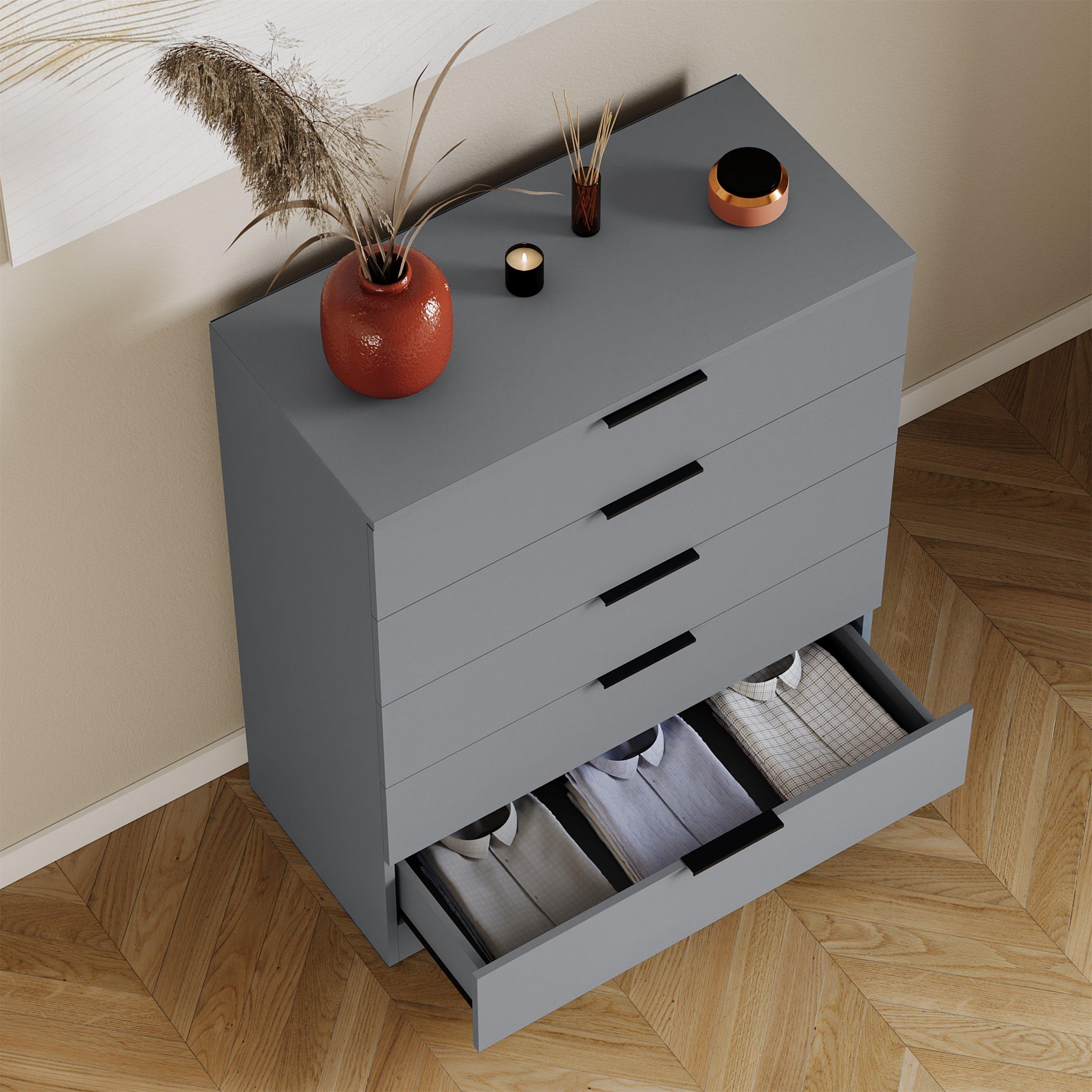 Grey - Lassic - Trega 5 Drawer Chest of Drawers - 5