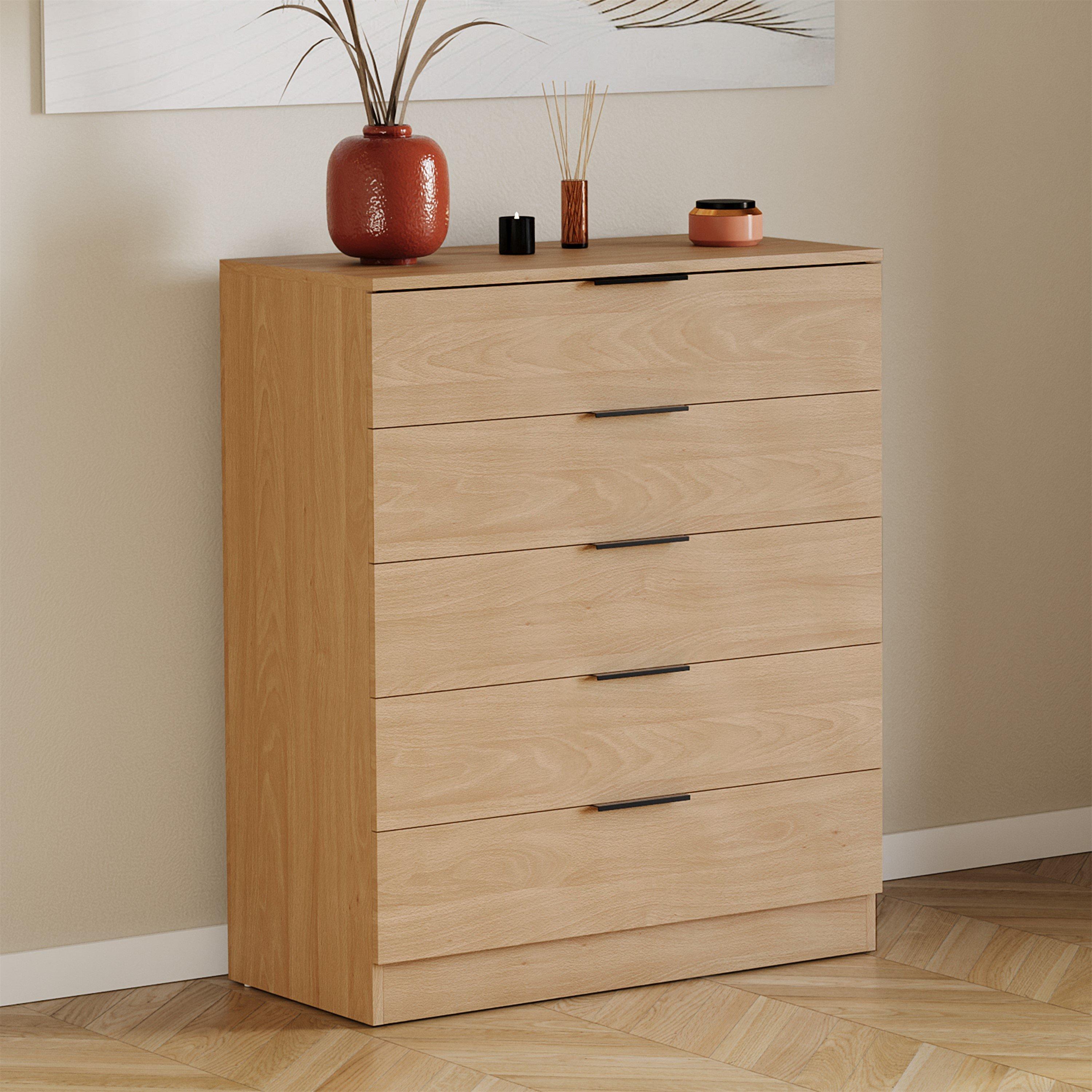 Lassic Unisex Pine Trega 5 Drawer Chest Of Drawers