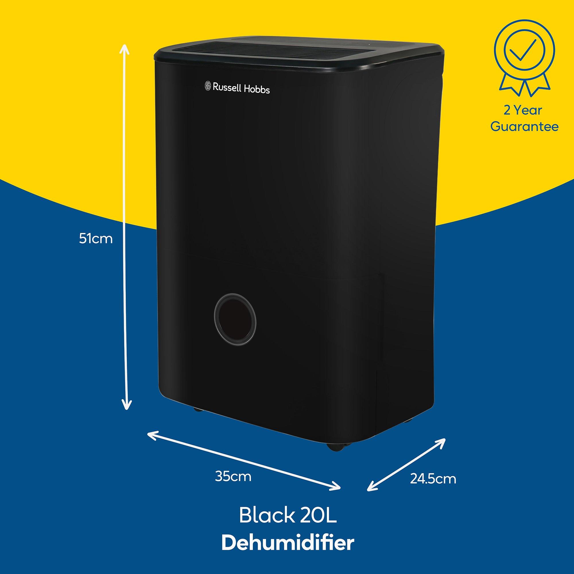 Black - Russell Hobbs - Russell Hobbs RHDH2002B 20L Dehumidifier in Black - 3