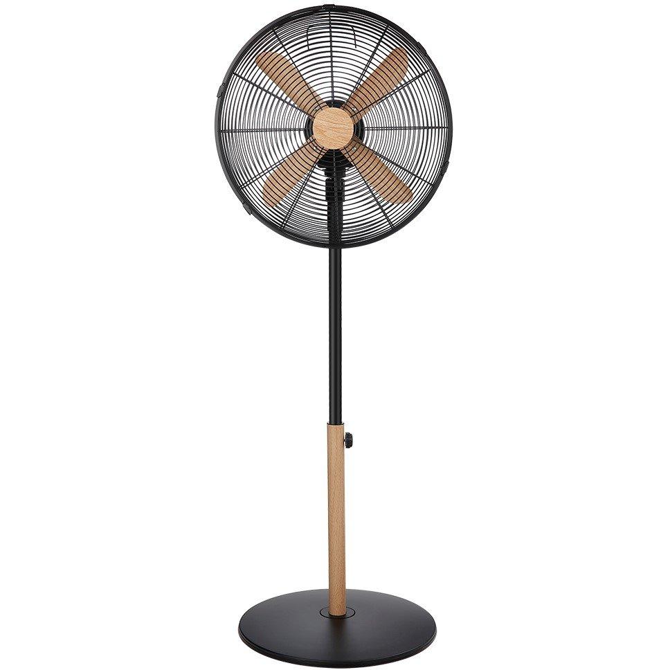 Black With Wood - Russell Hobbs - RHMPF1601WDB 16" Black Scandi Style Pedestal Fan - 1