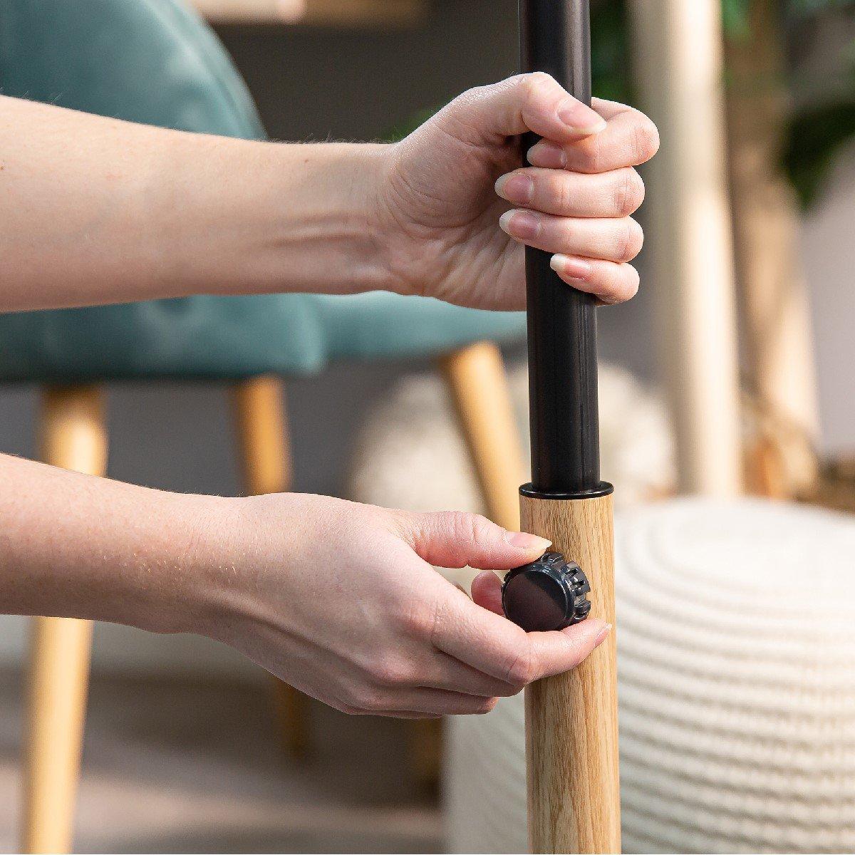 Black With Wood - Russell Hobbs - RHMPF1601WDB 16" Black Scandi Style Pedestal Fan - 6