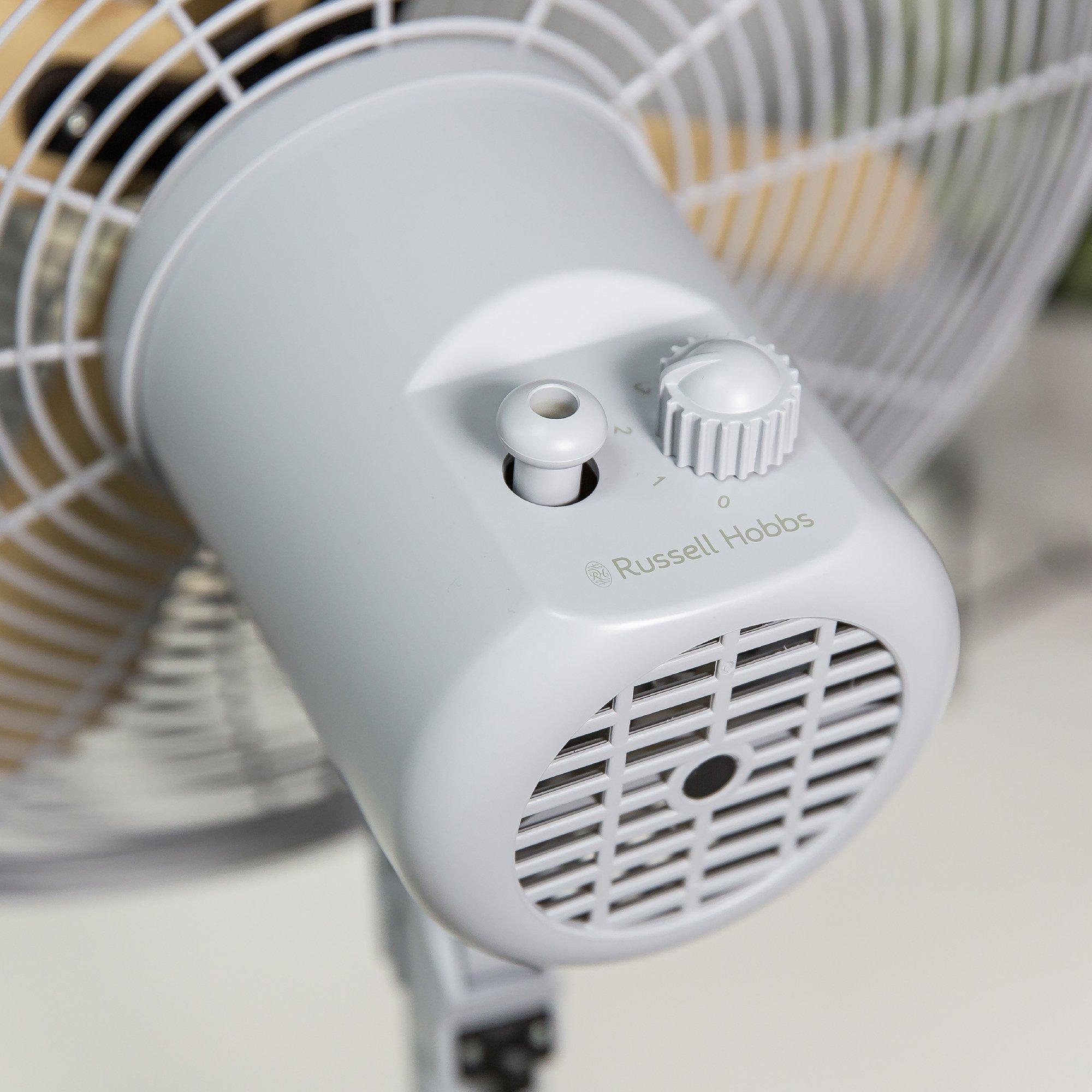 Grey With Wood - Russell Hobbs - RHMPF1601WDG 16” Scandi Pedestal Fan Grey & Wood - 5