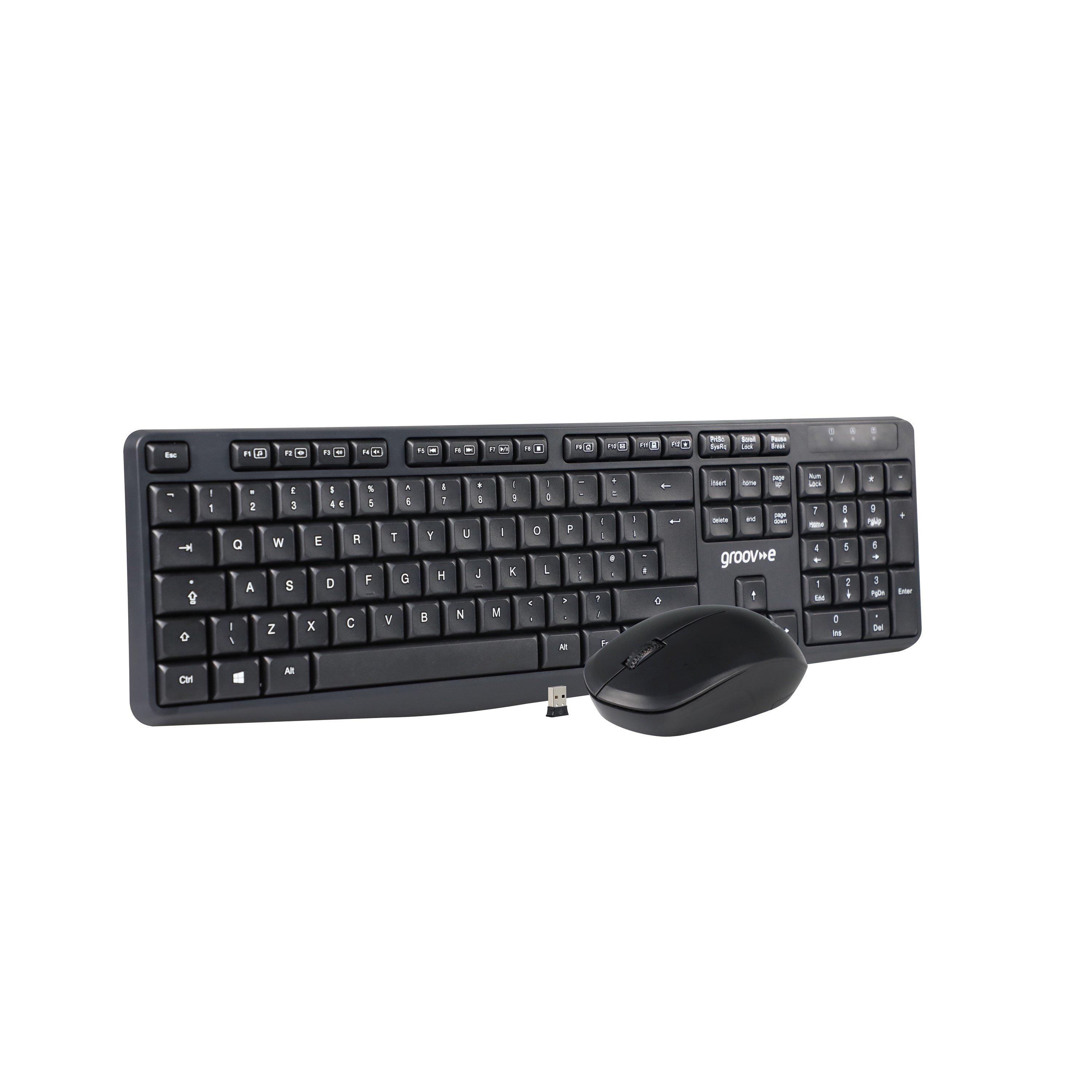 Black - Groov-e - Wireless Full Size Keyboard & Mouse Set - Black - 2