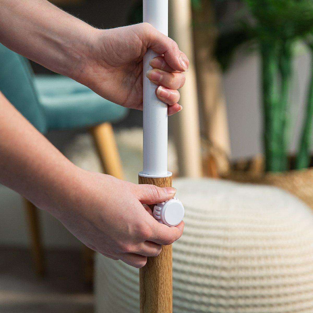 White With Wood - Russell Hobbs - RHMPF1601WDW 16" White Scandi Style Pedestal Fan - 6