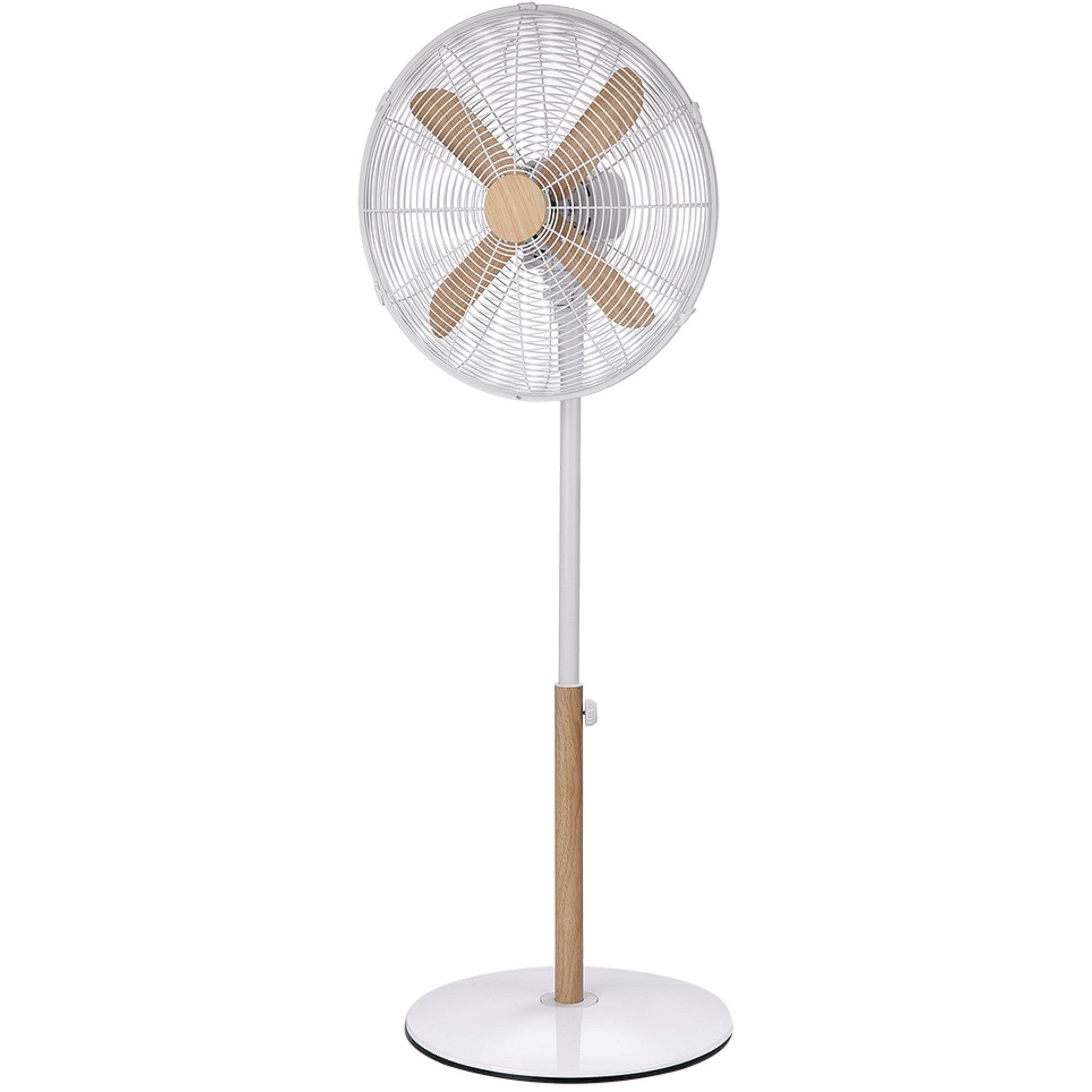 White With Wood - Russell Hobbs - RHMPF1601WDW 16" White Scandi Style Pedestal Fan - 7