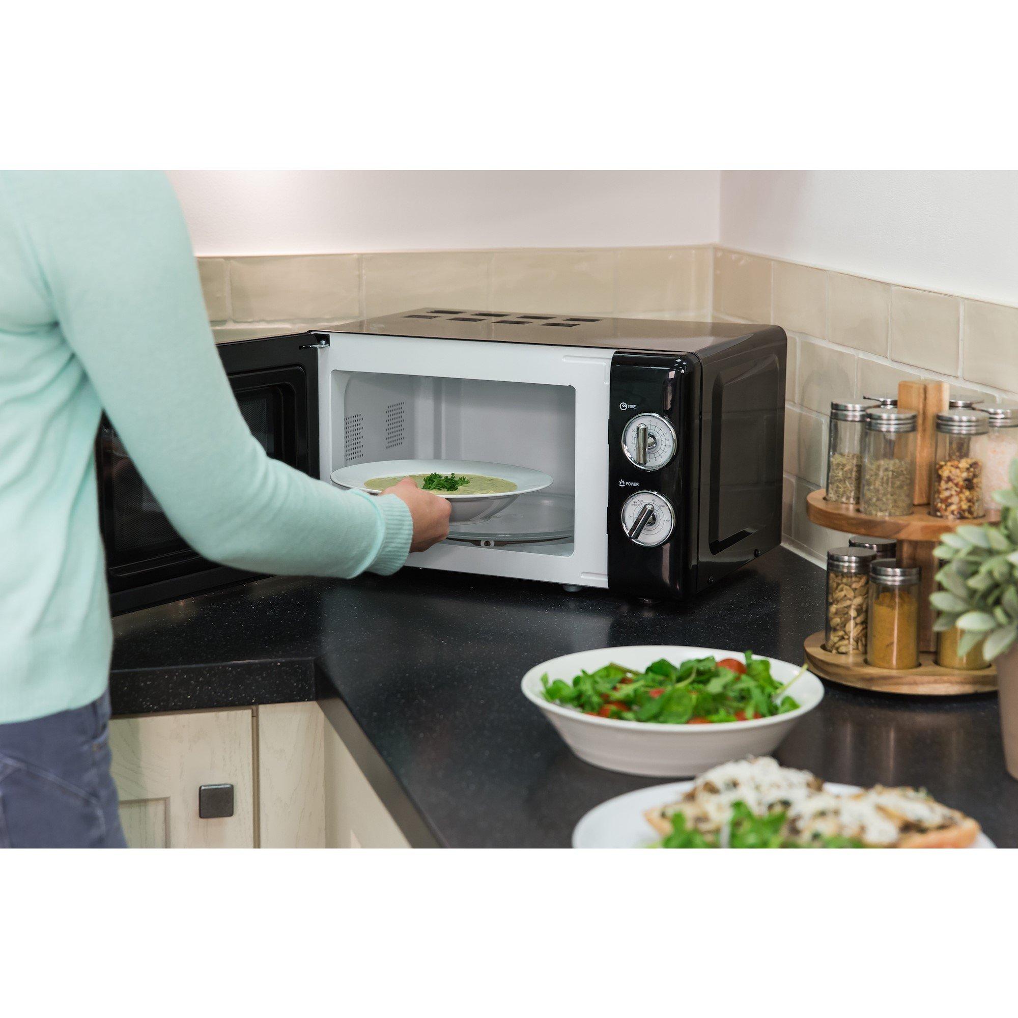 Black - Russell Hobbs - RHRETMM705B-N 17L Compact Retro Manual Microwave - 5
