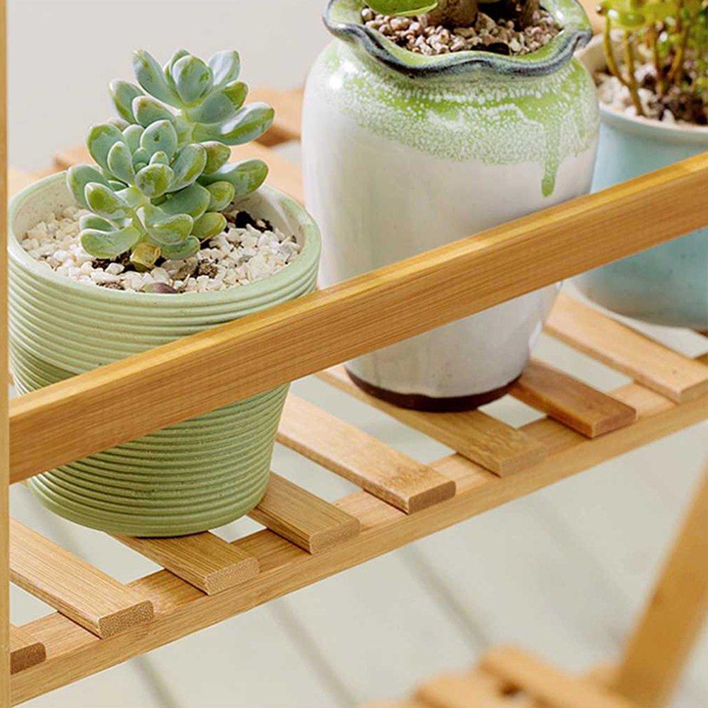 Brown - LIFE IDEAS - 3-Tier Foldable Wooden Ladder Shelf Brown - 7