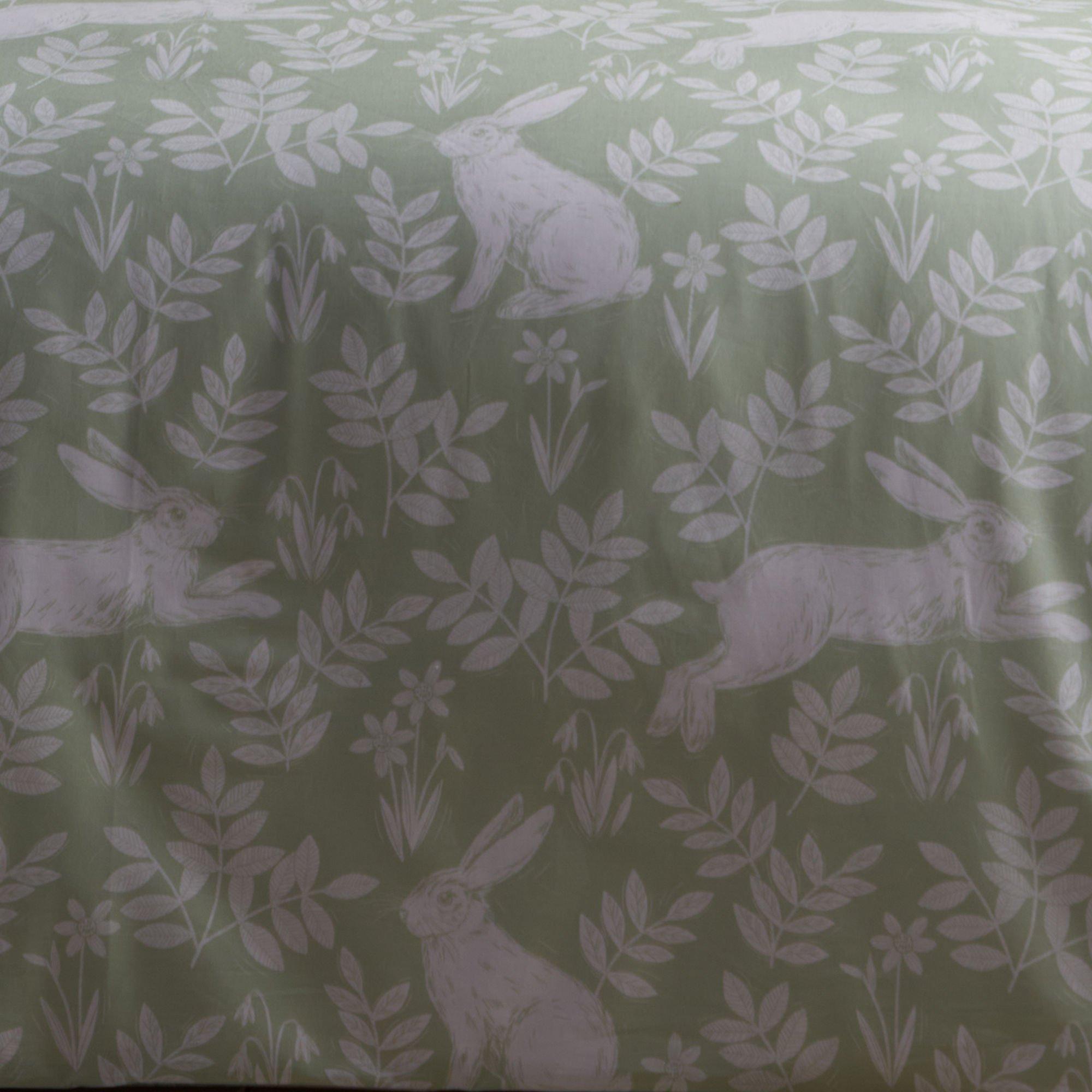 Green - Dreams and Drapes - Spring Rabbits Reversible Duvet Cover Set - 3