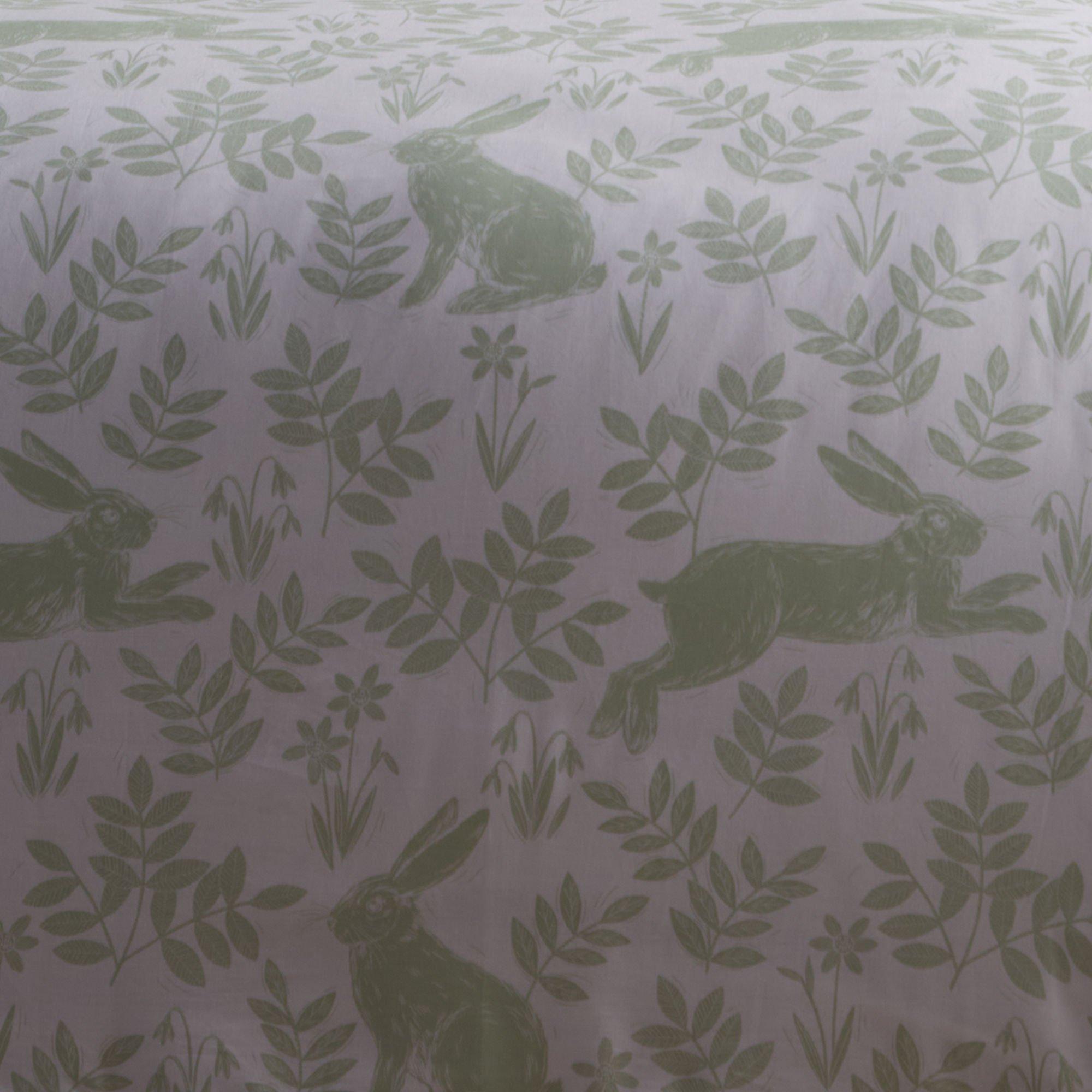 Green - Dreams and Drapes - Spring Rabbits Reversible Duvet Cover Set - 5