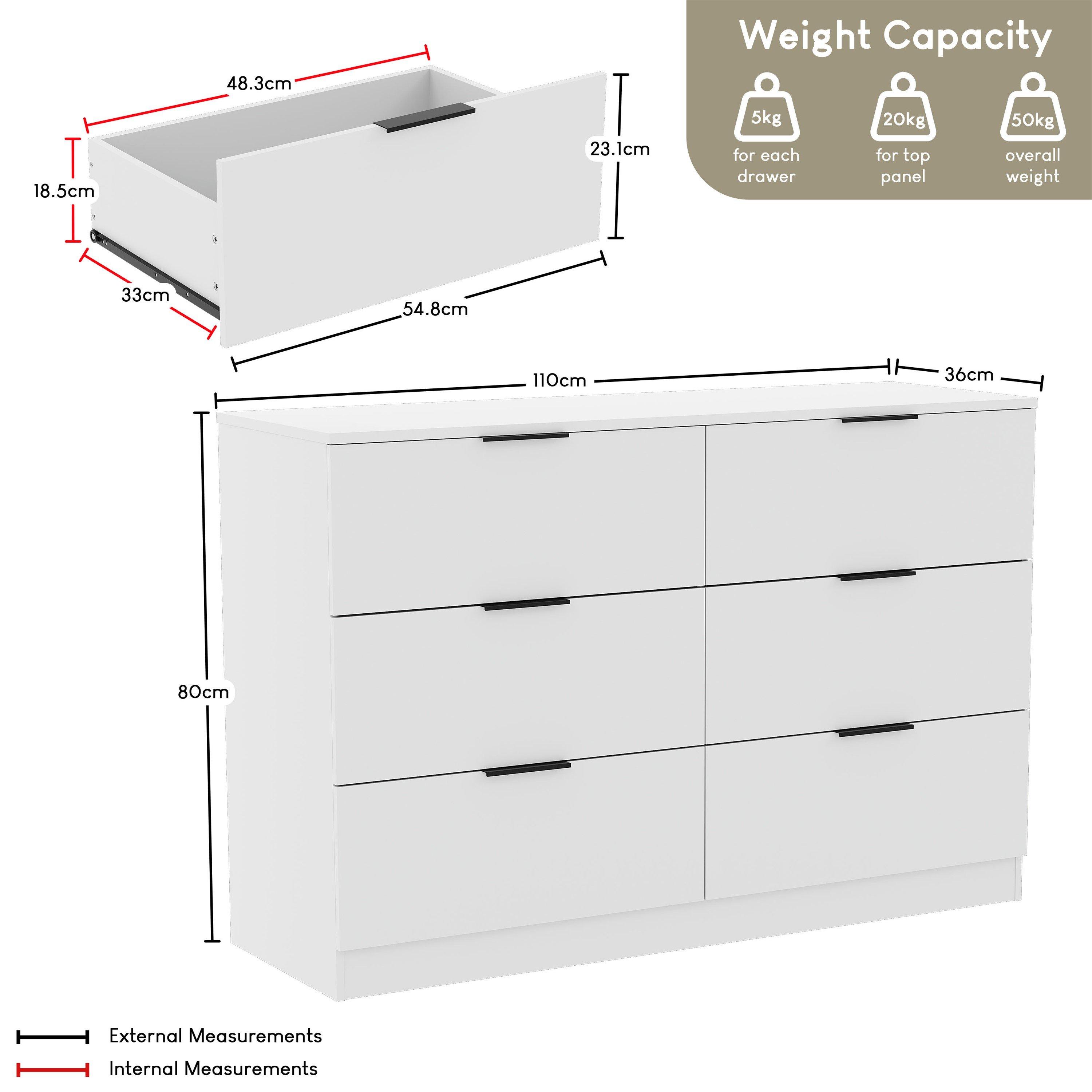 White - Lassic - Trega 6 Drawer Chest of Drawers - 2