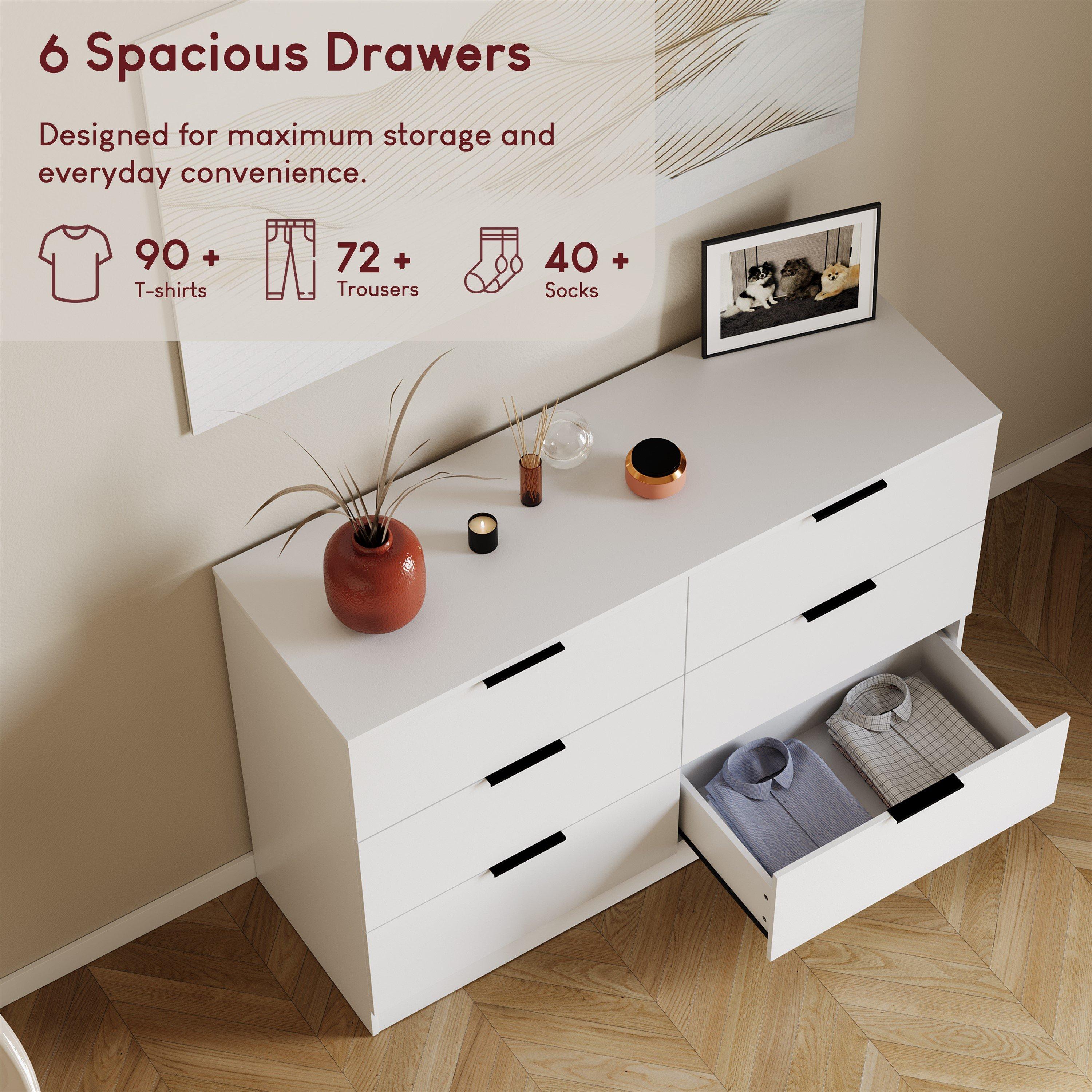 White - Lassic - Trega 6 Drawer Chest of Drawers - 4